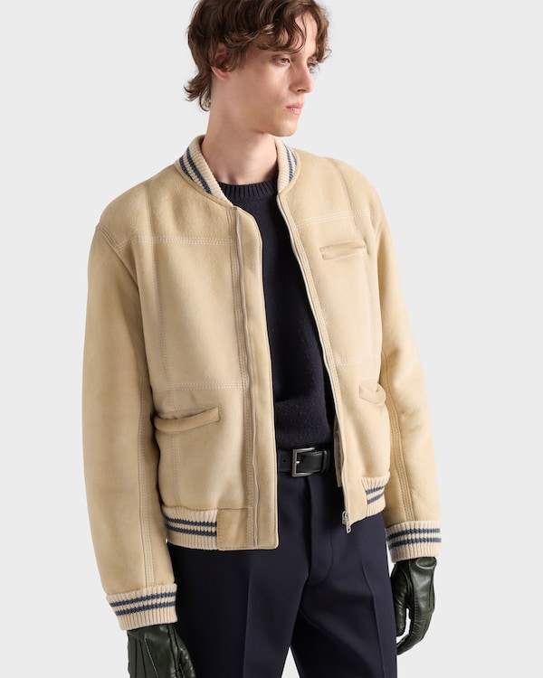 Shearling bomber jacket - Ivory/Ivory Shearling bomber jacket - Ivory/Ivory