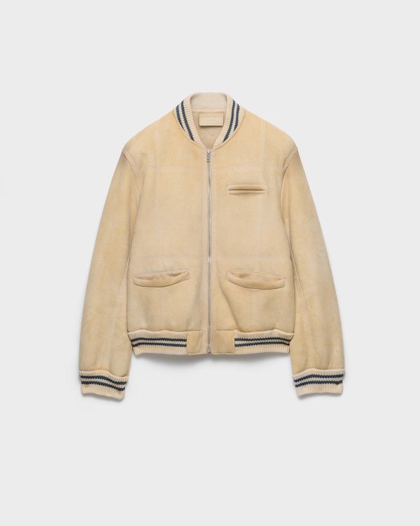 Shearling bomber jacket - Ivory/Ivory Shearling bomber jacket - Ivory/Ivory