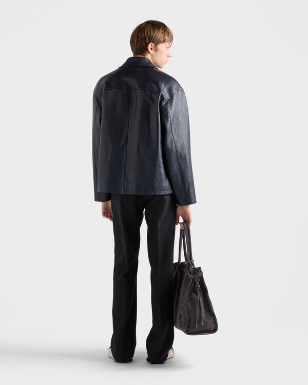 Veste en cuir nappa - Bleu Veste en cuir nappa - Bleu
