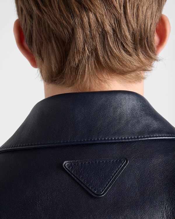 Veste en cuir nappa - Bleu Veste en cuir nappa - Bleu