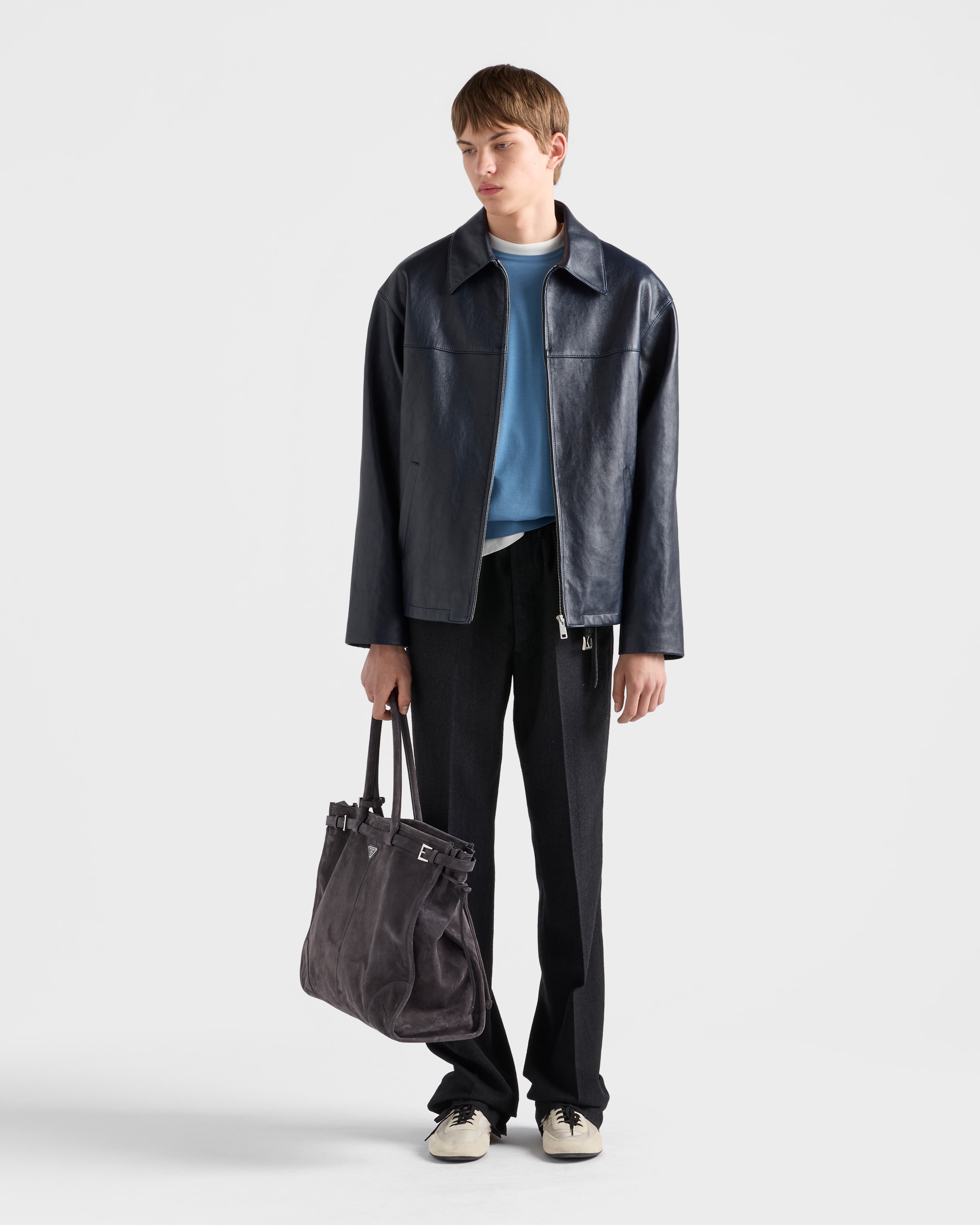 Navy Nappa Leather Jacket | PRADA