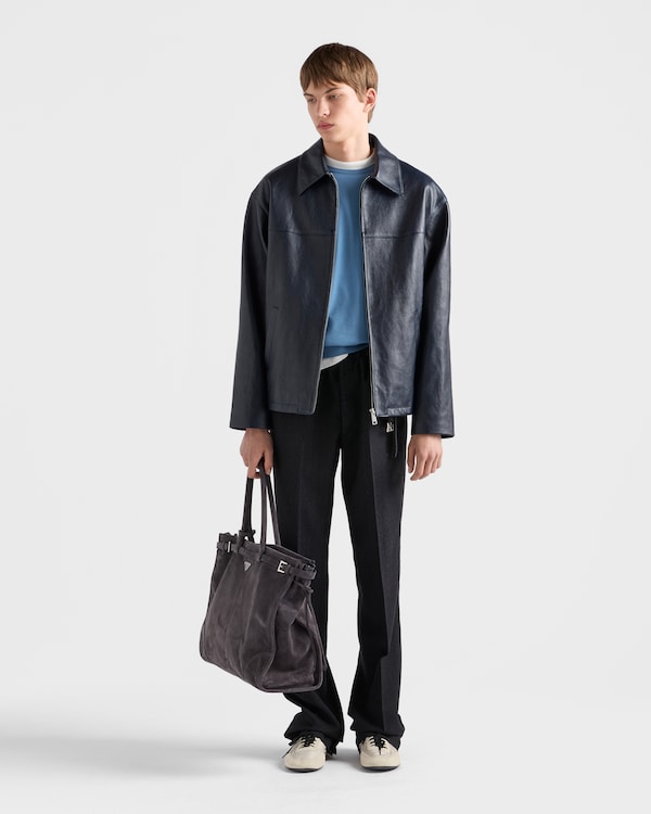 Veste en cuir nappa - Bleu Veste en cuir nappa - Bleu
