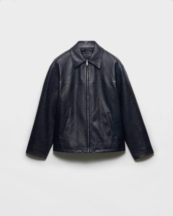 Veste en cuir nappa - Bleu Veste en cuir nappa - Bleu