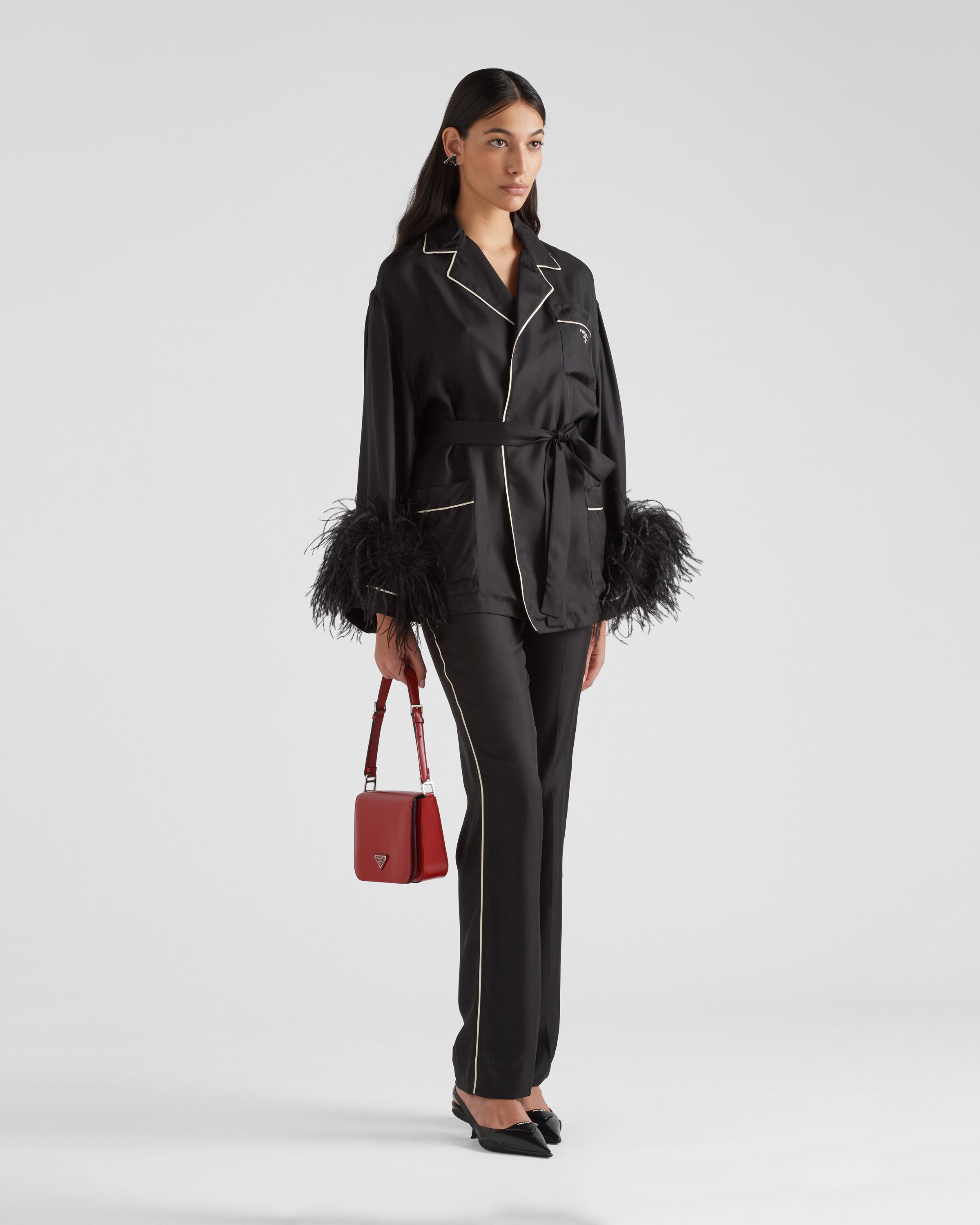 Shop Prada Silk Twill Robe In Black