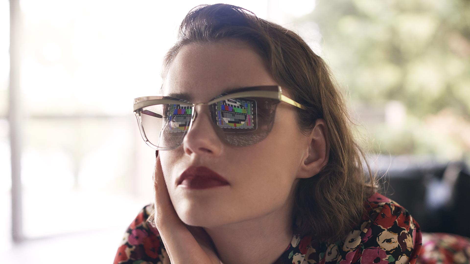 Model wearing Prada sunglasses