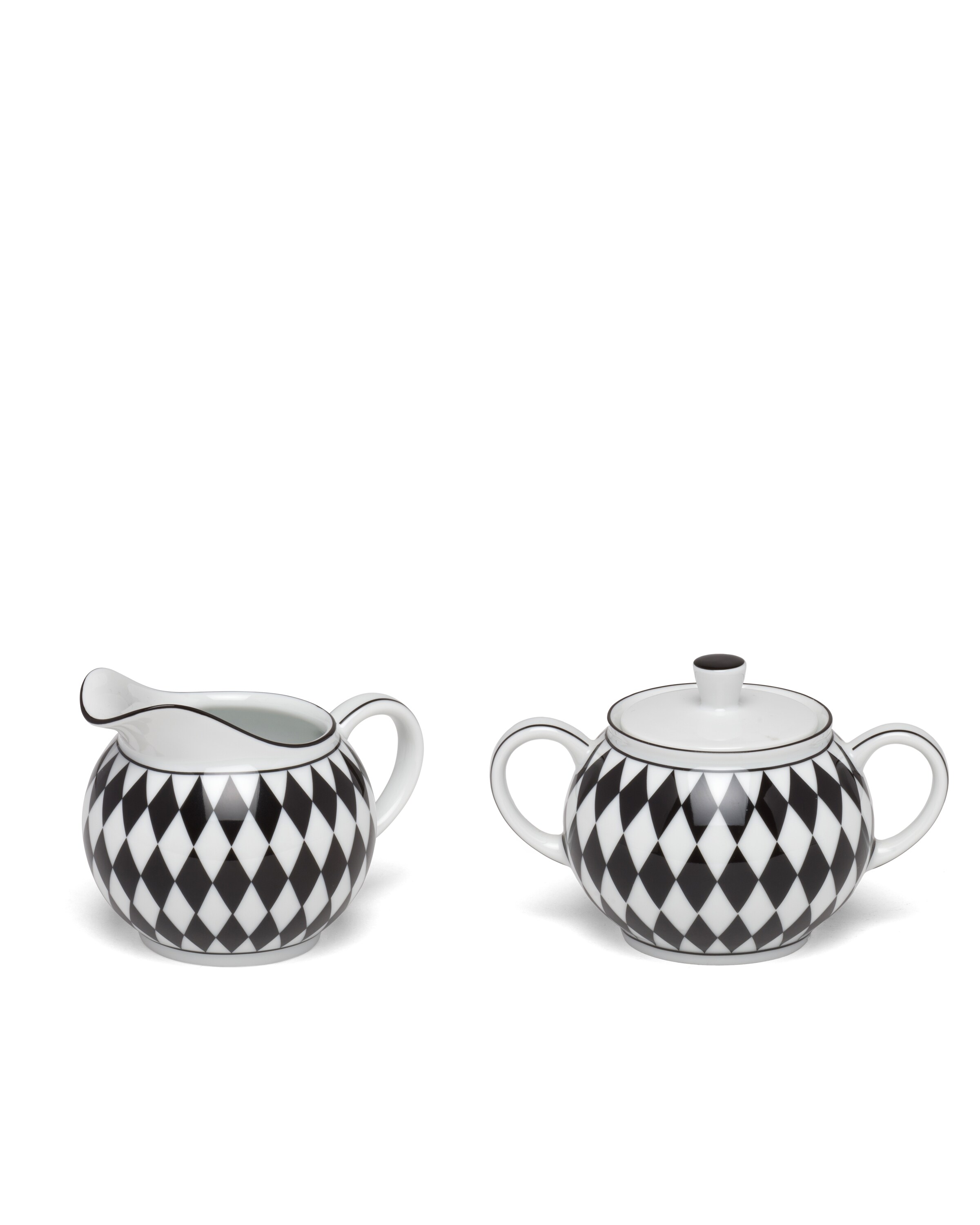 Checkerboard Porcelain milk jug and sugar bowl set Prada