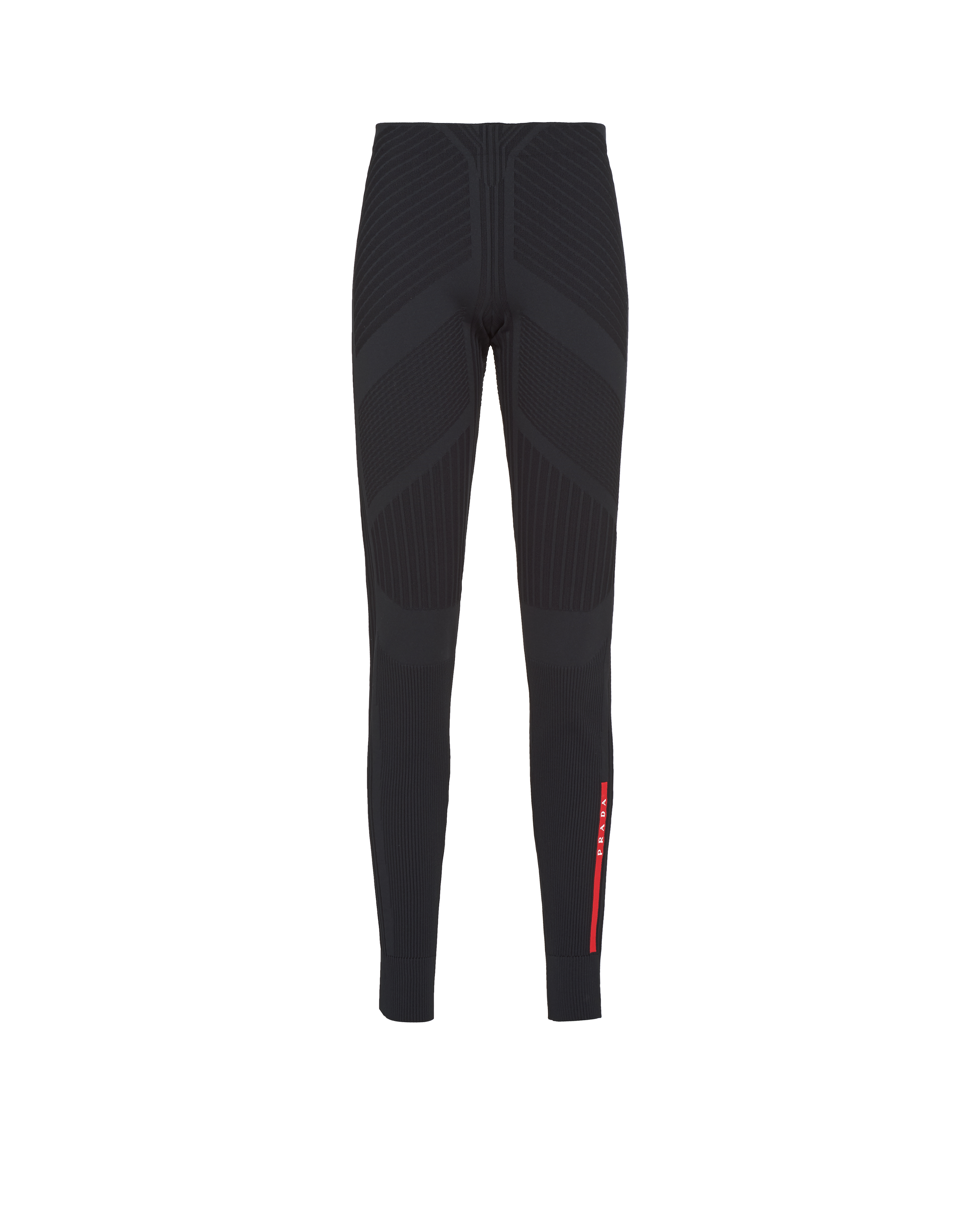 Prada Black Stretch Polyester Blend Leggings In Black