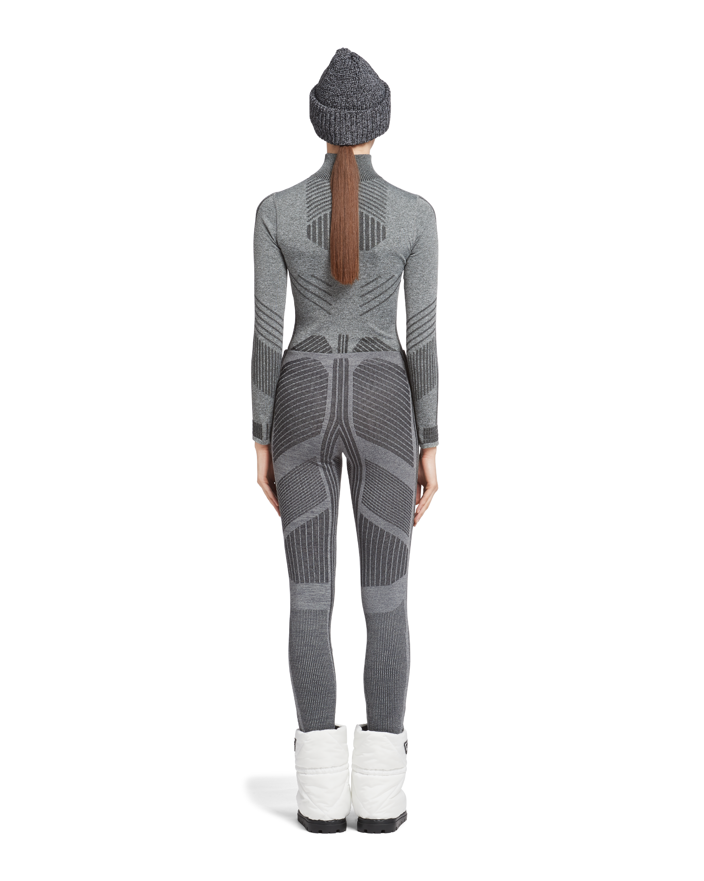 Grey Tech Rec Re-nylon Piqué Leggings | PRADA