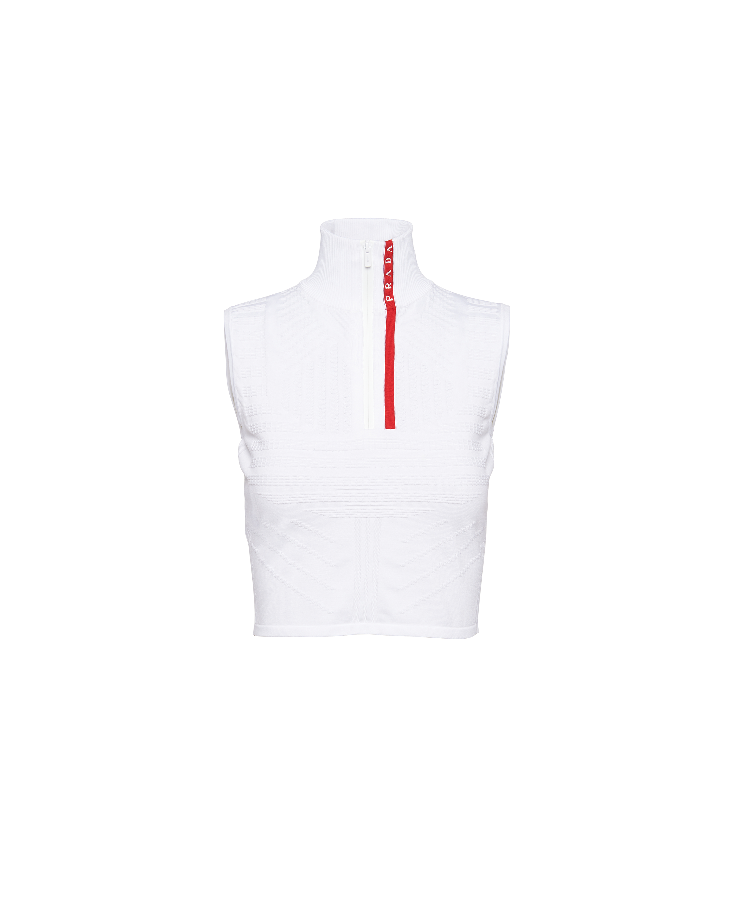 Prada Tech Rec Re-nylon Piqué Sleeveless Top In White