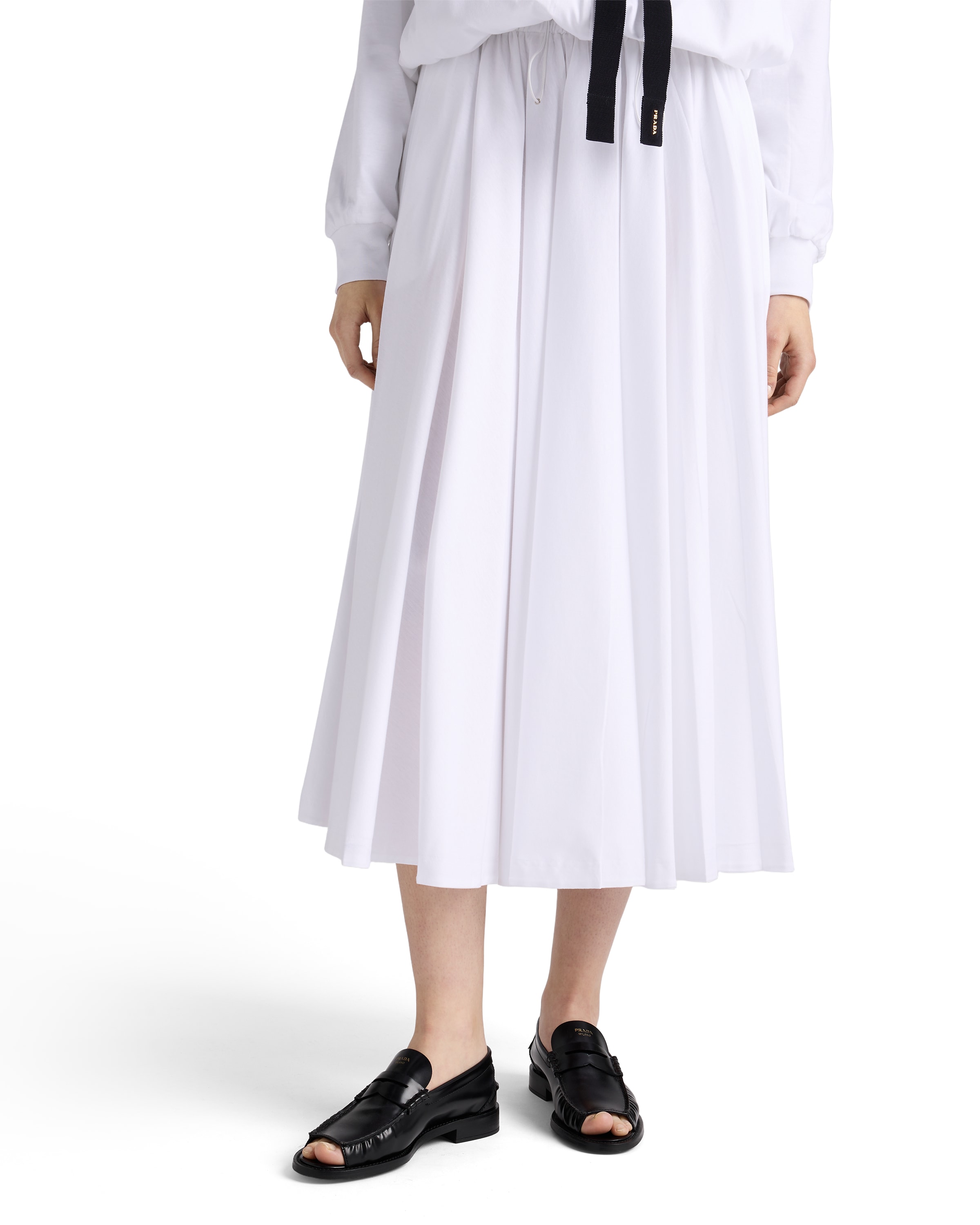 Prada White Cotton Polyester Skirt In White