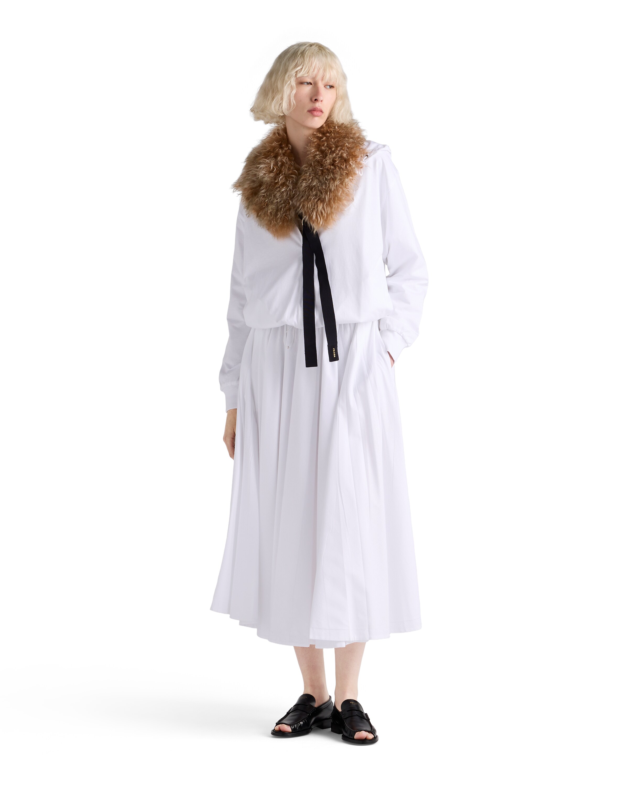 Prada White Cotton Polyester Skirt In White