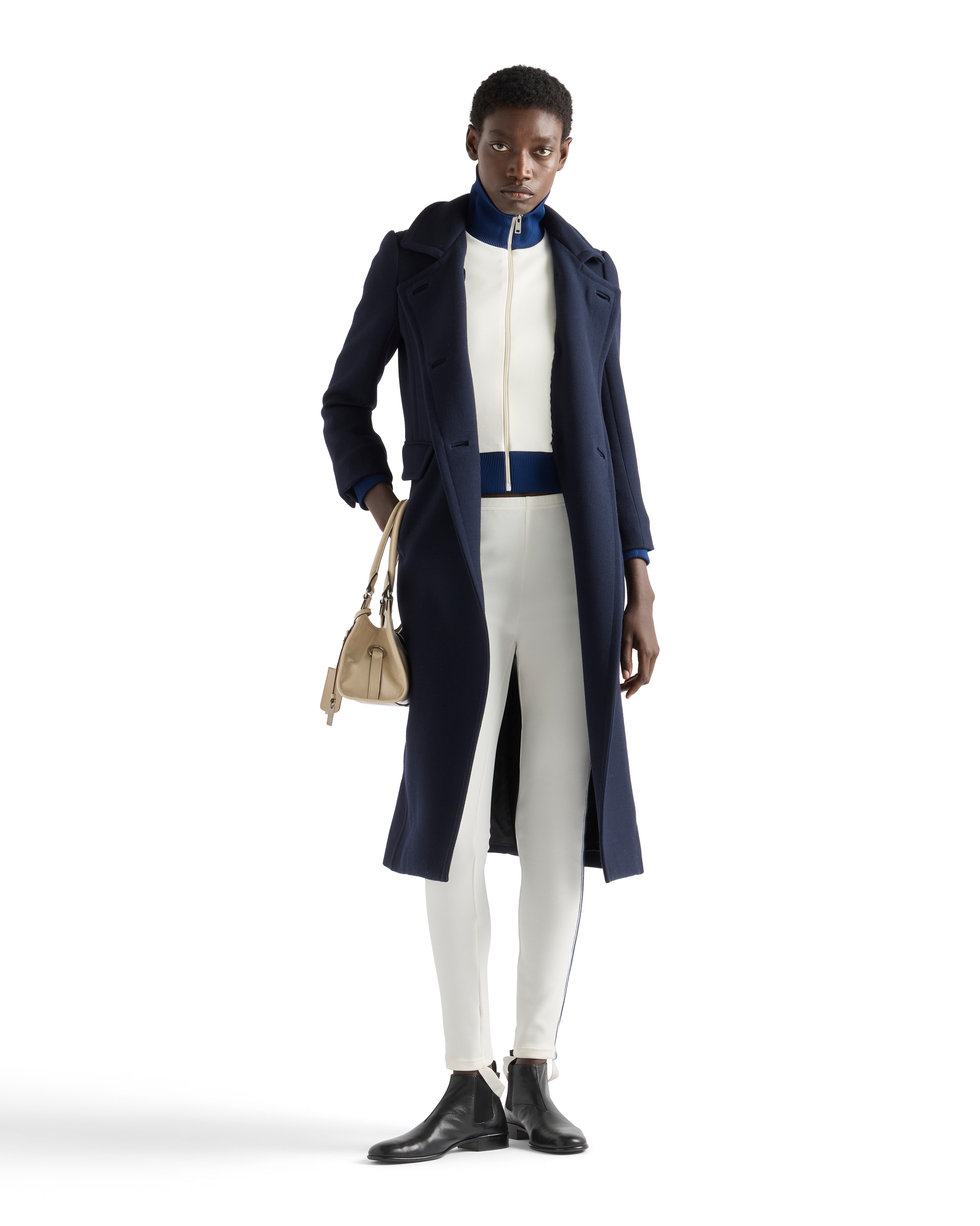 Prada Ivory Technical Fabric Leggings In Gray