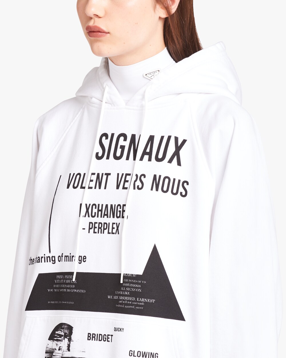 prada white hoodie