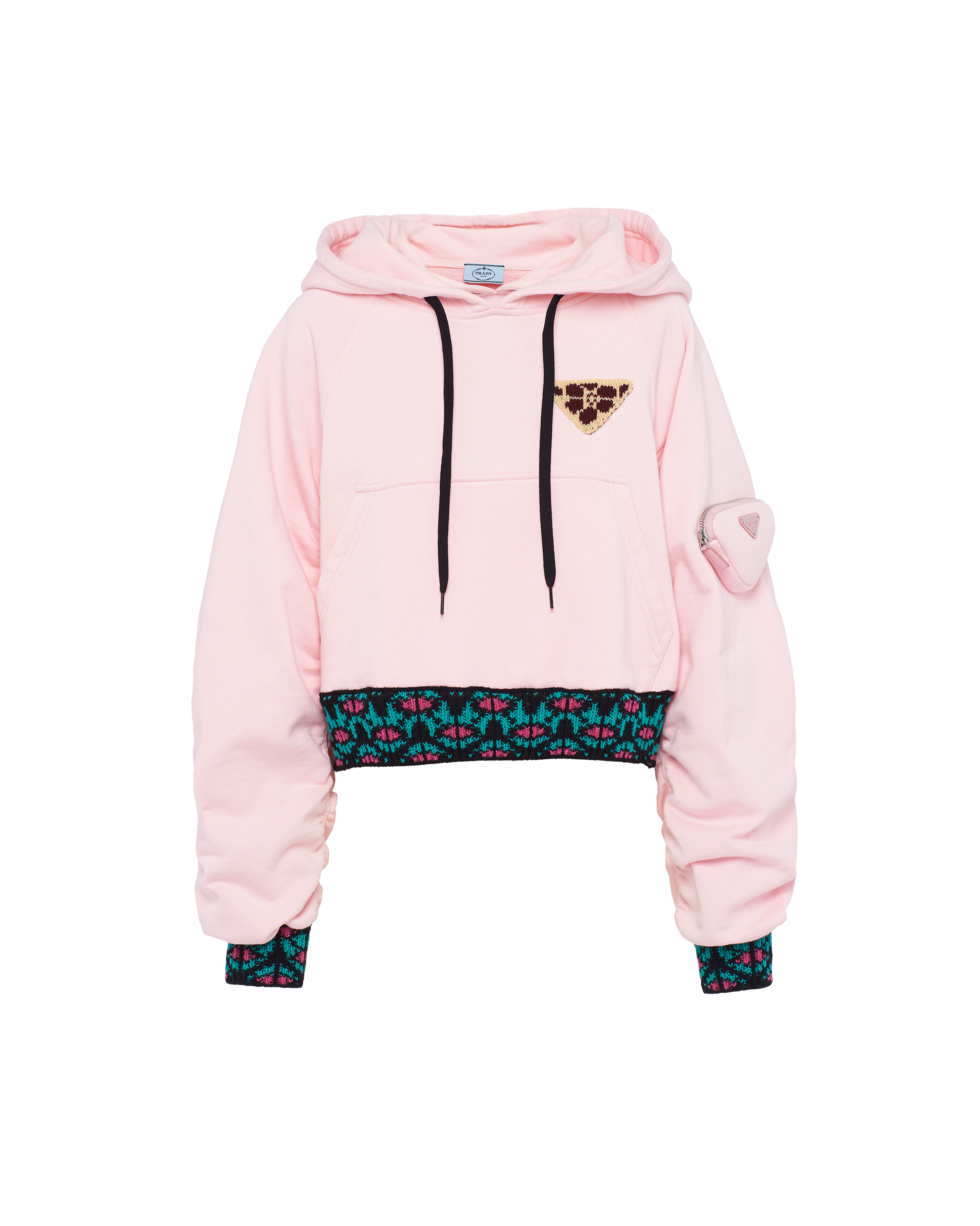 Prada Cropped Hoodie In Pink | ModeSens