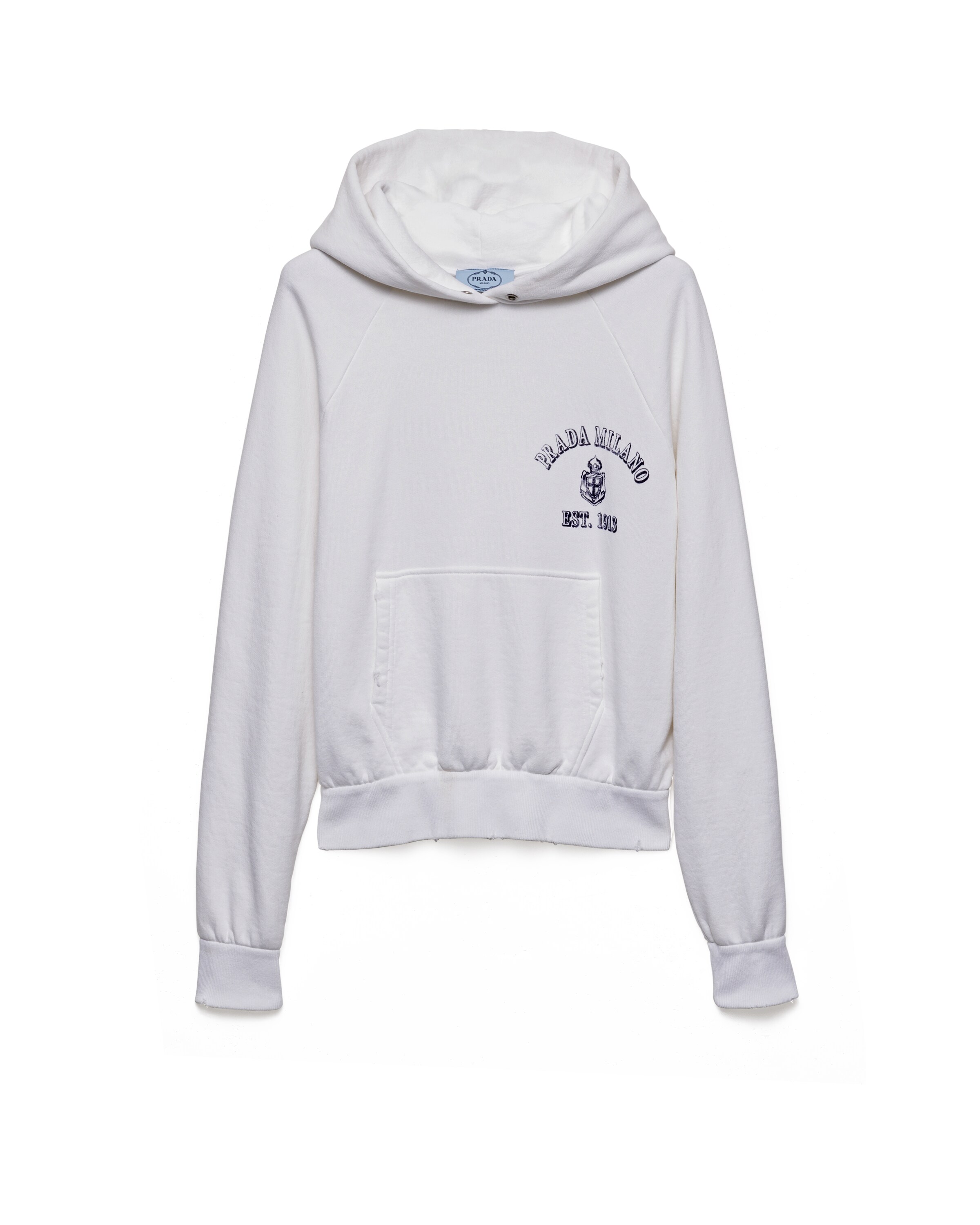 Prada Sweat-shirt À Capuche En Coton Molletonné, Femme, Blanc, Taille M