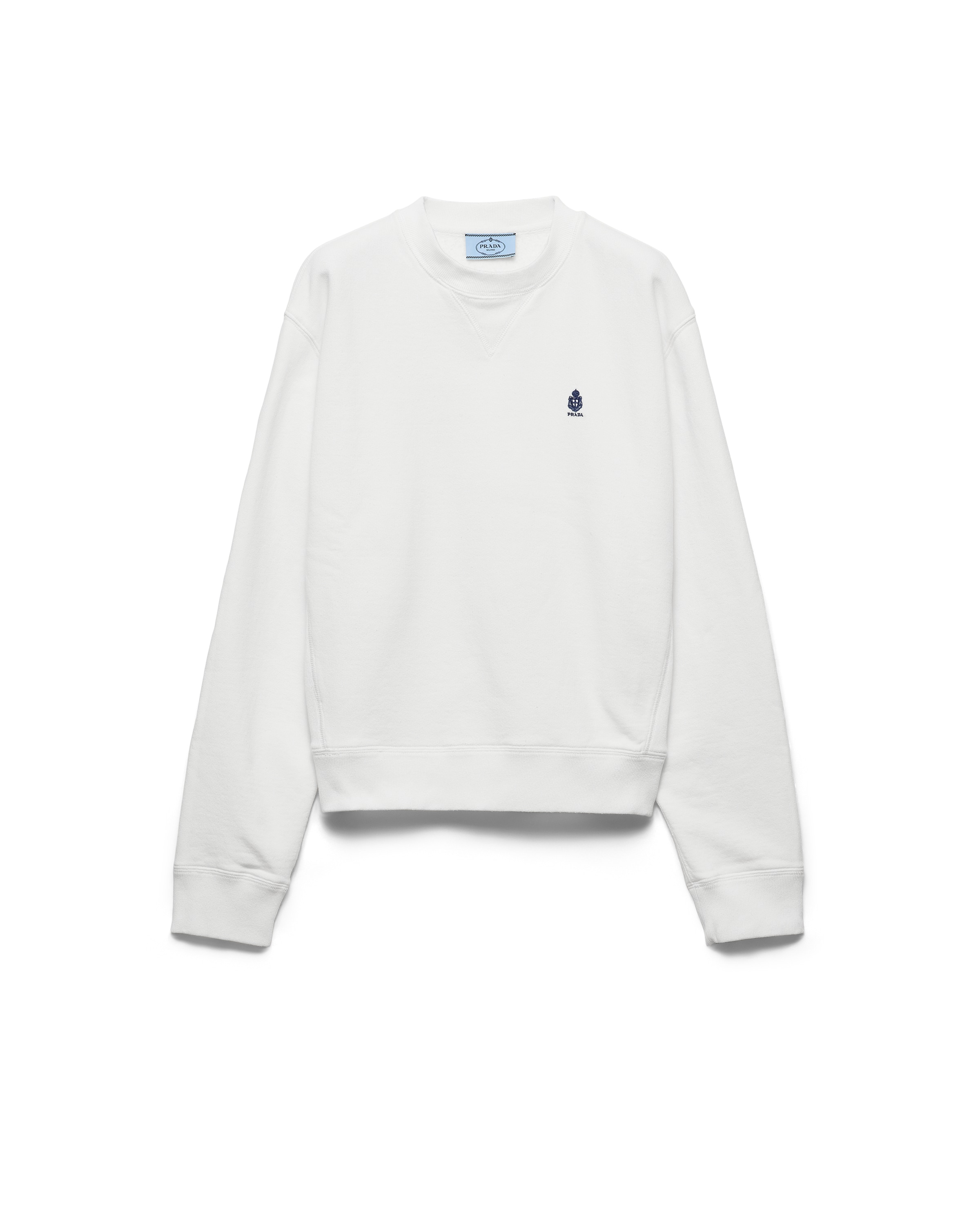 Crew-neck Cotton Sweatshirt, Woman, White, Size XS