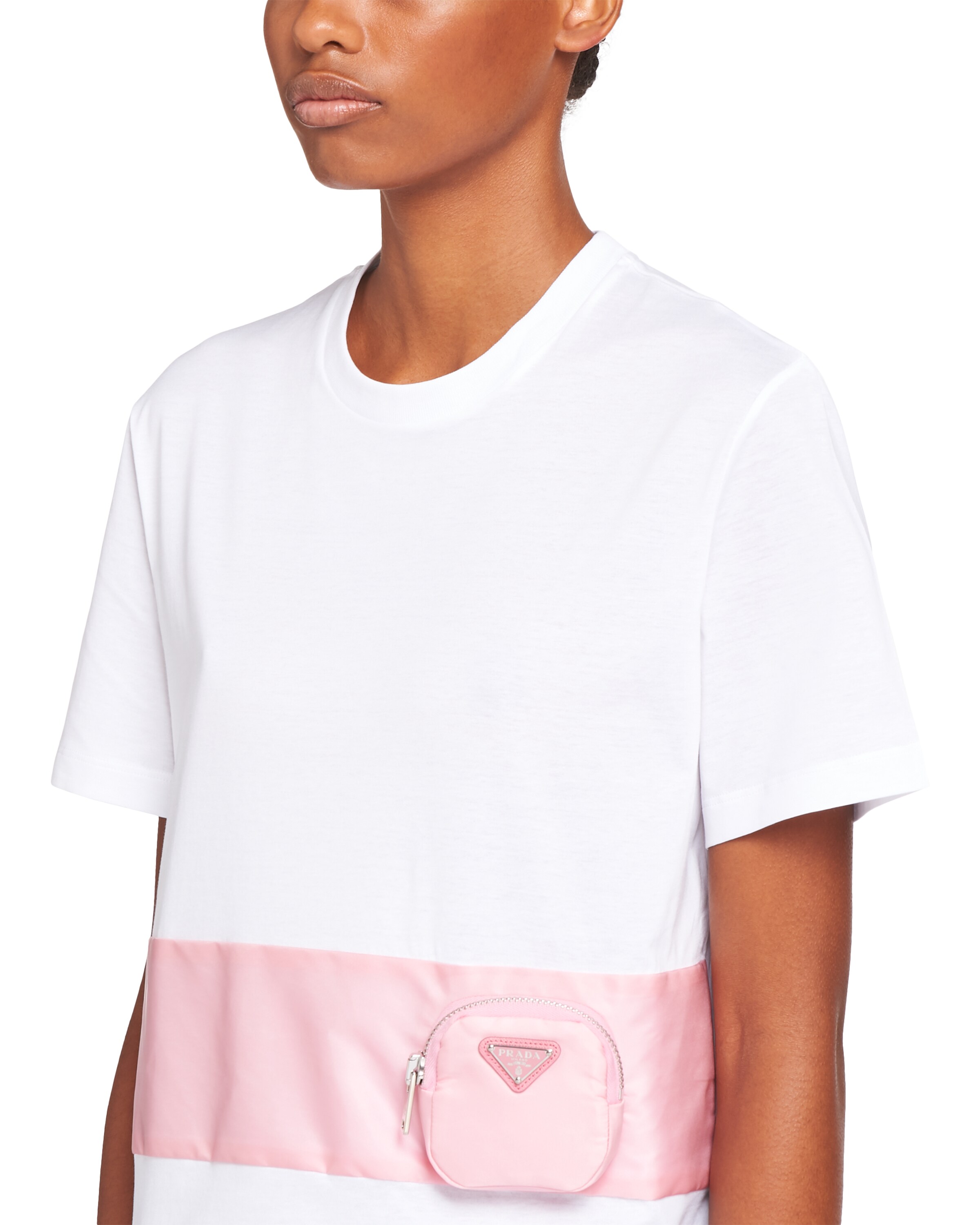 White/ Pink Jersey Tshirt Prada