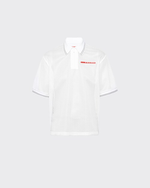 White Mesh polo shirt | Prada