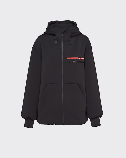 Felpa con cappuccio in Jersey Doppio Tec Nero | Prada