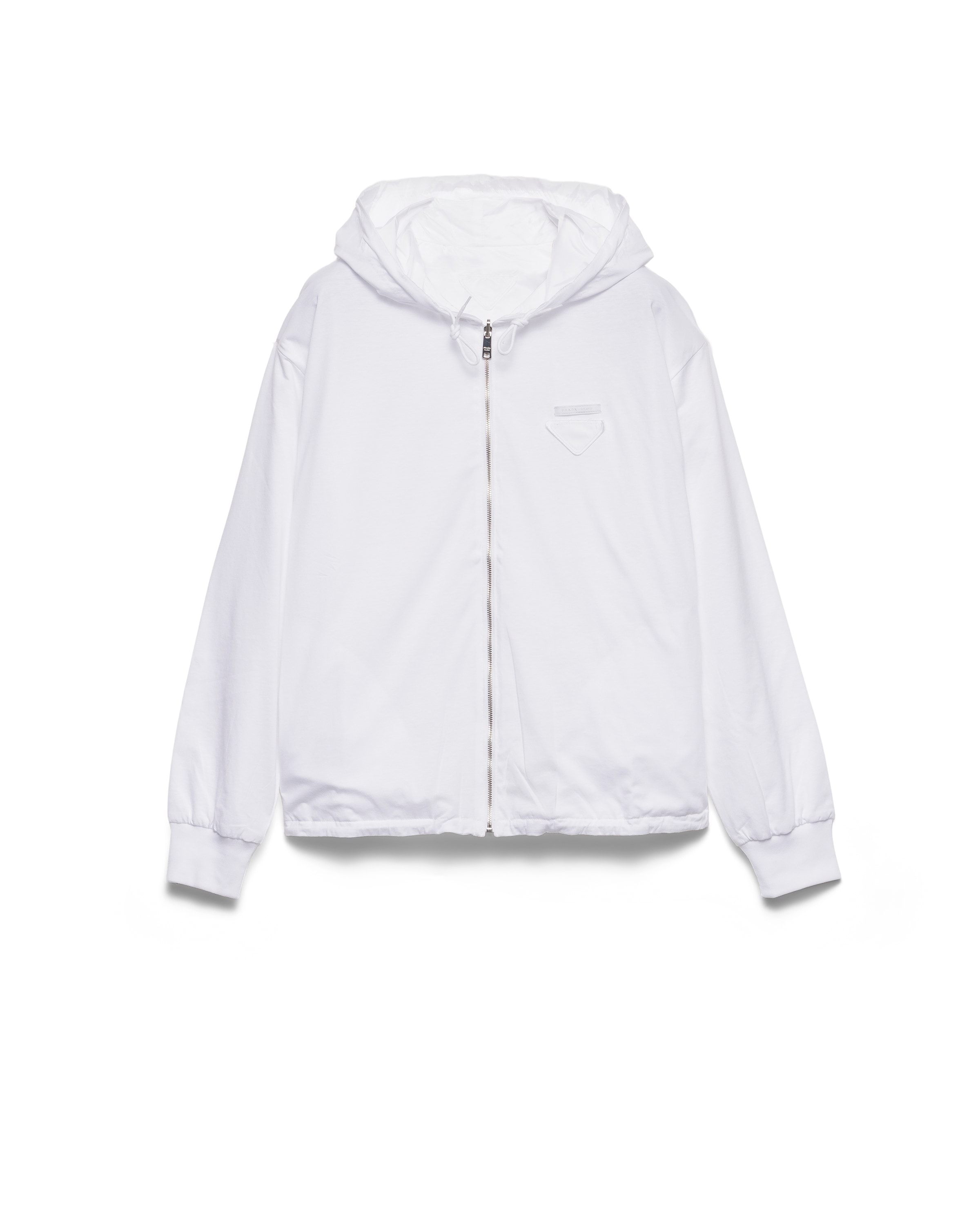 Prada Veste À Capuche Réversible En Jersey, Femme, Blanc, Taille XS