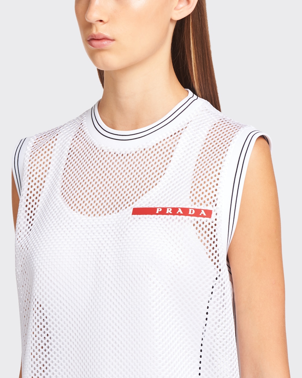 White Mesh tank top Prada
