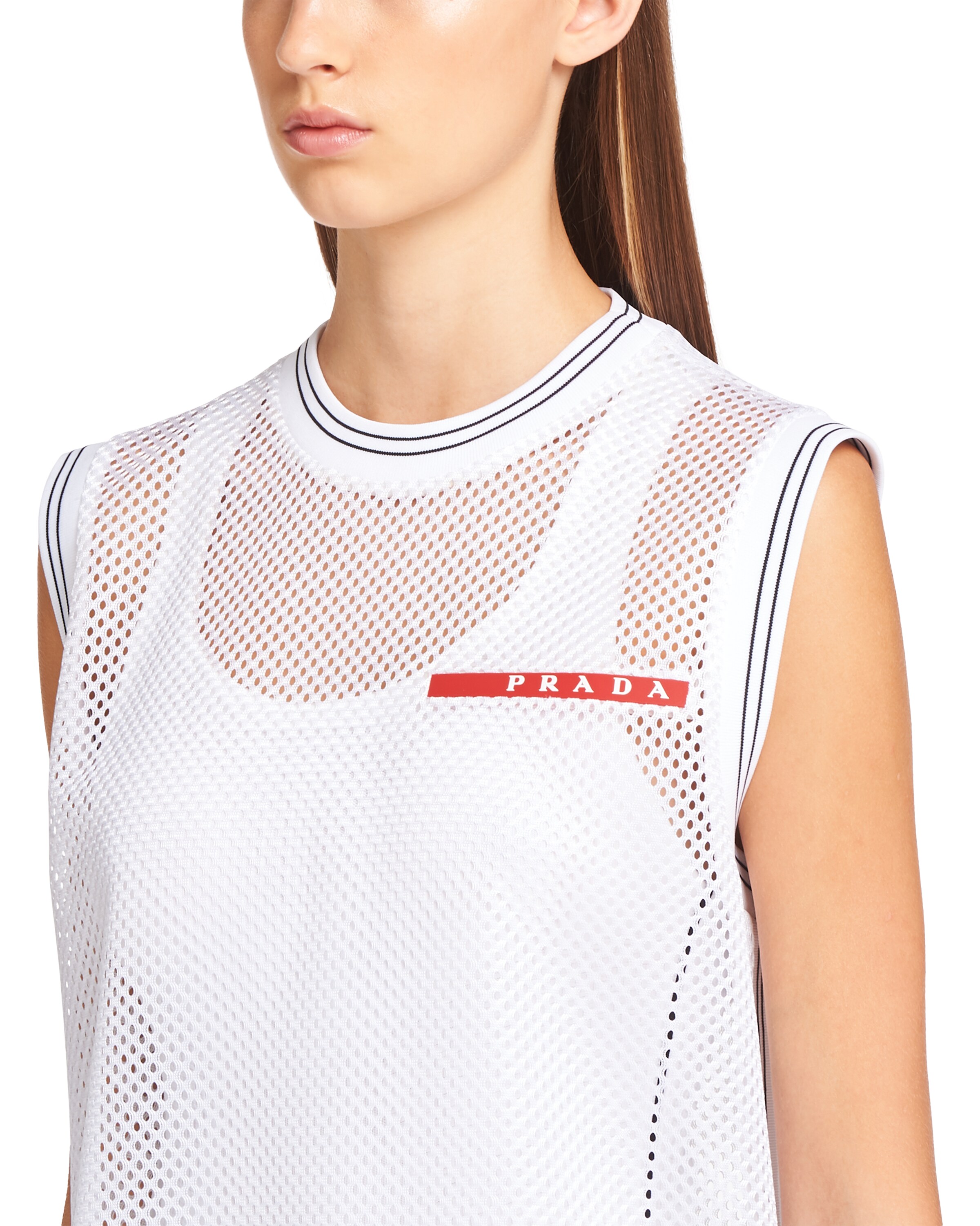 White Mesh tank top | Prada