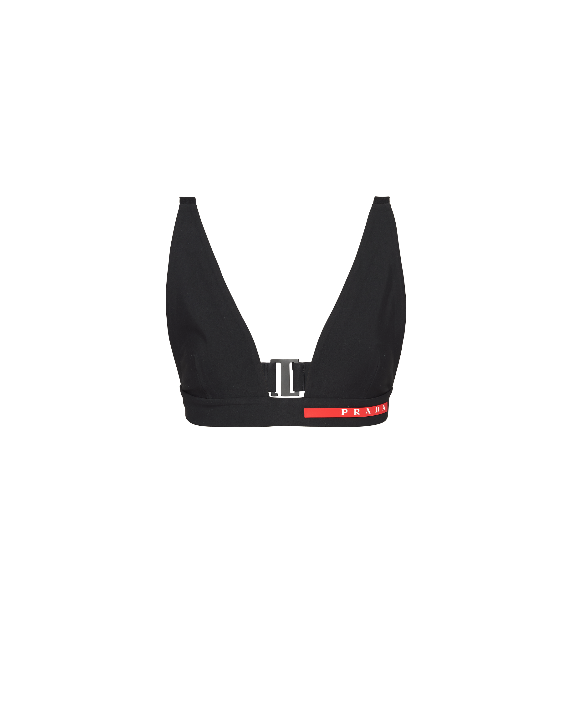 Prada Elastic Plain Knitted Bikini Blouse In Black