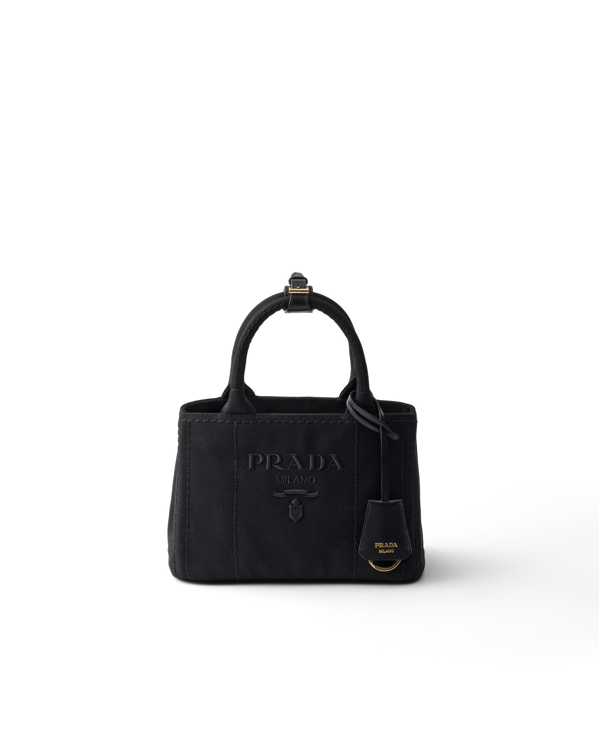 Prada Women's Jardiniere Small Cotton Canvas Top Handle Bag In Black