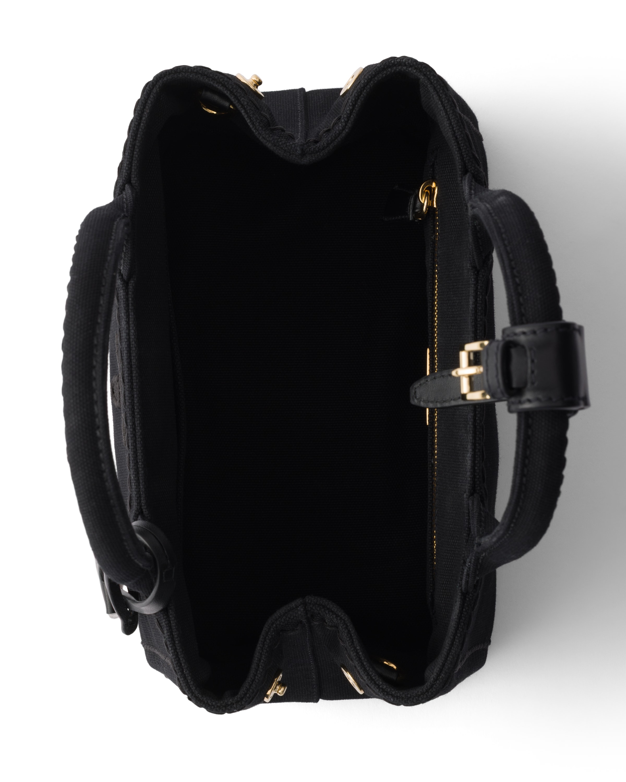 Prada Women's Jardiniere Small Cotton Canvas Top Handle Bag In Black
