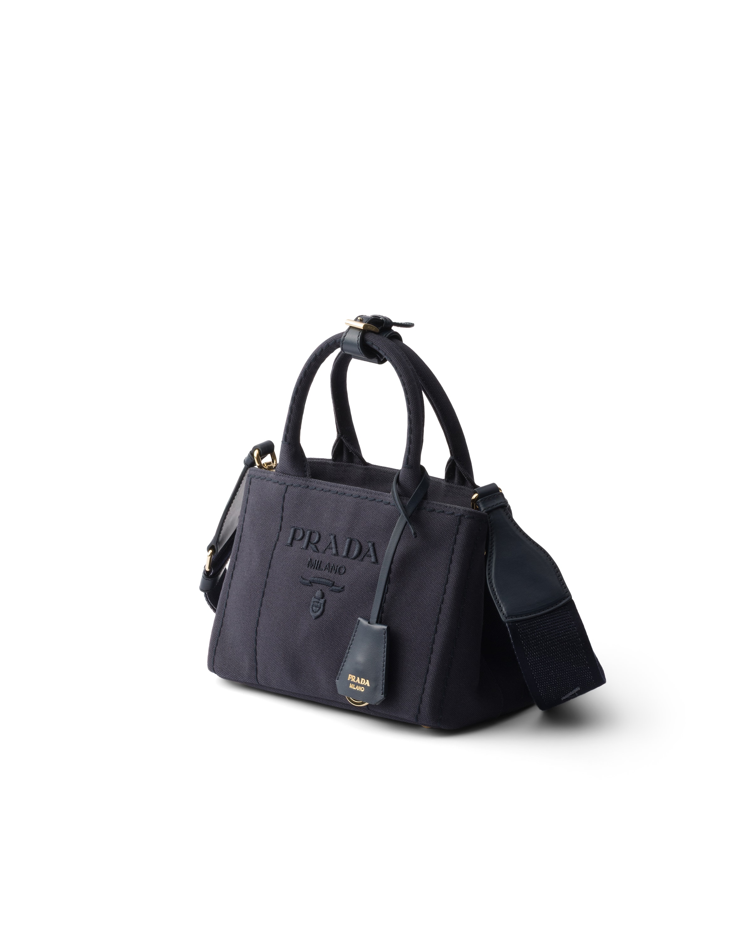 Prada Women's Jardiniere Small Cotton Canvas Top Handle Bag In Black