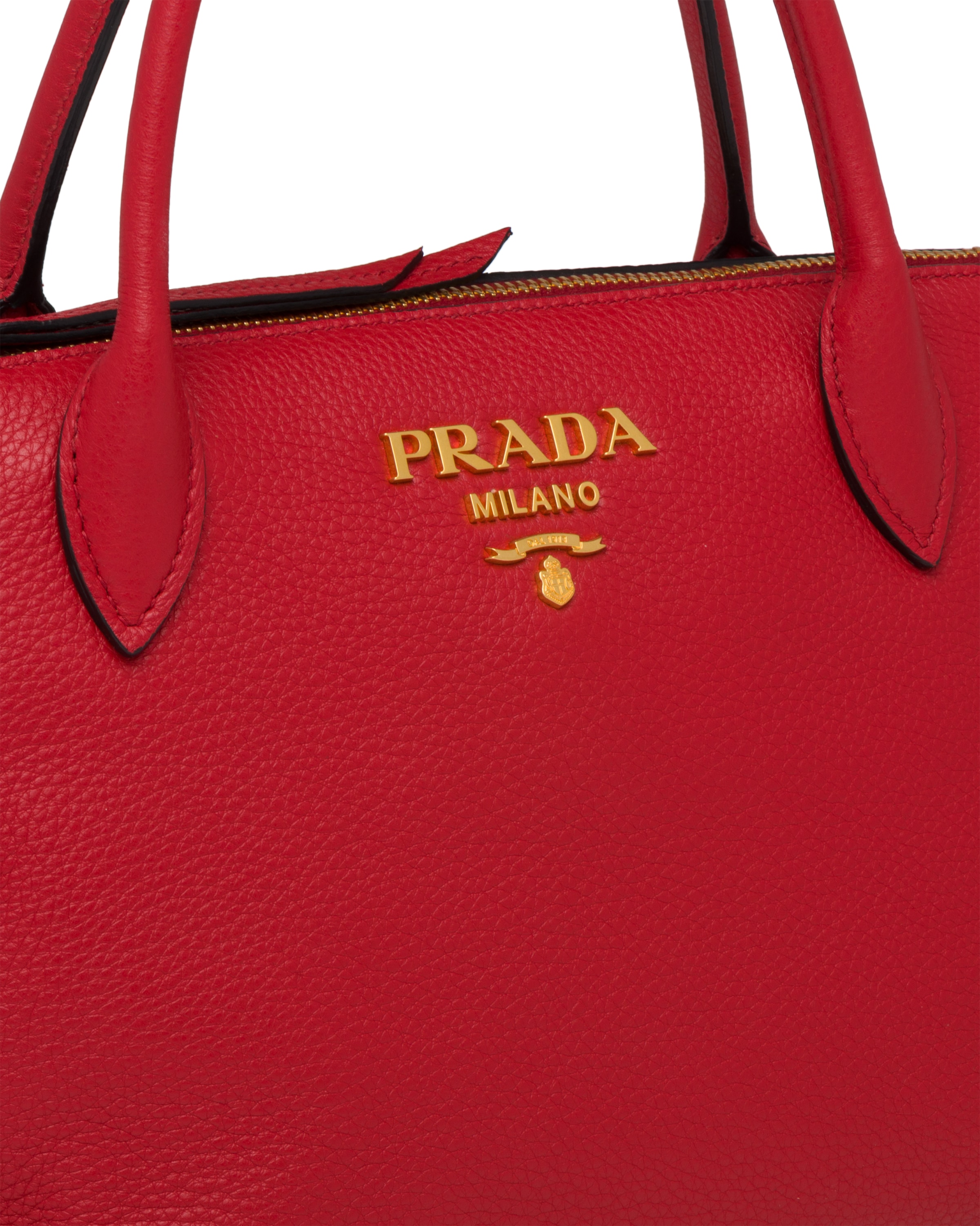 Red D Leather Handbag Prada