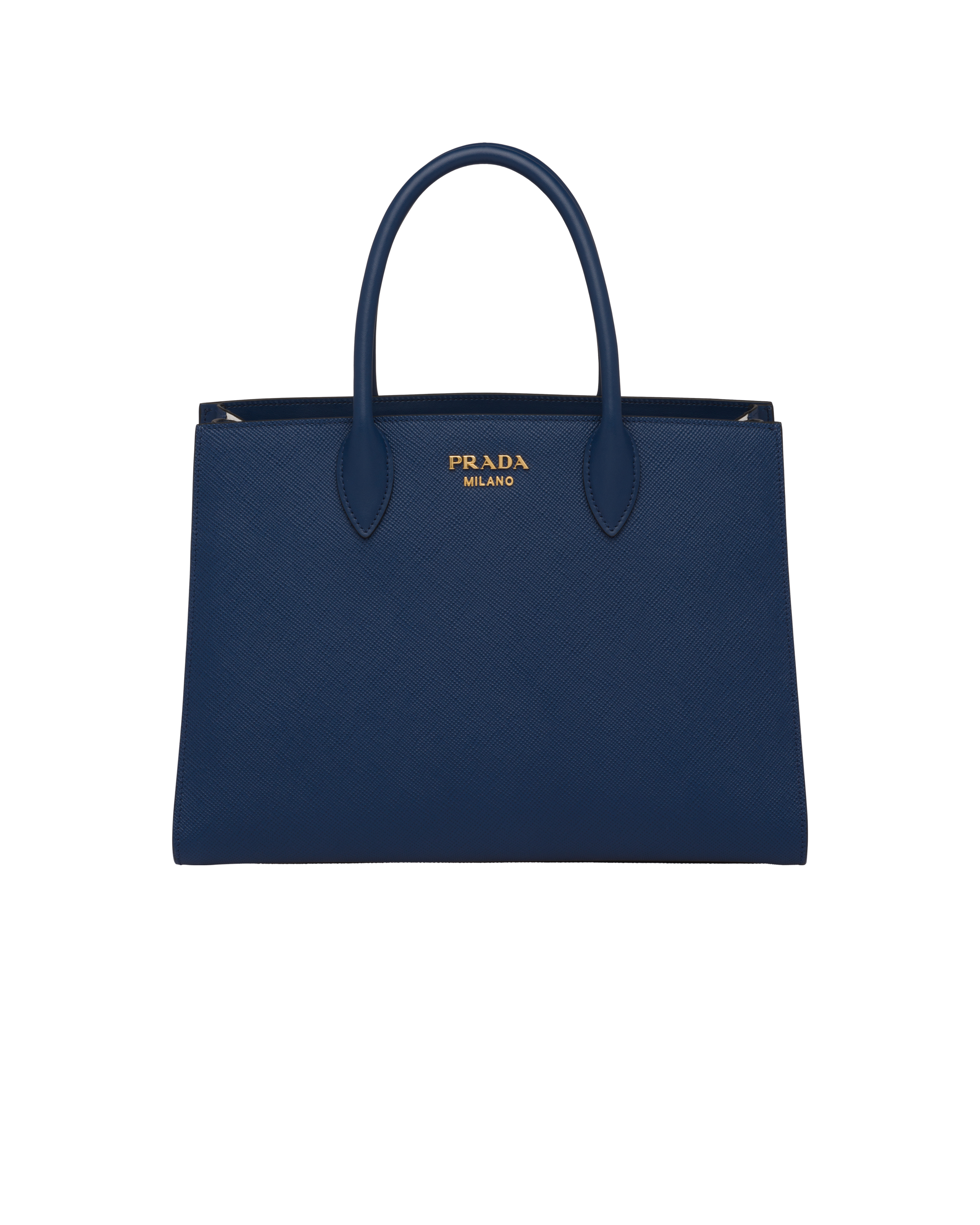 Bright Blue/white Large Saffiano Leather Handbag | Prada