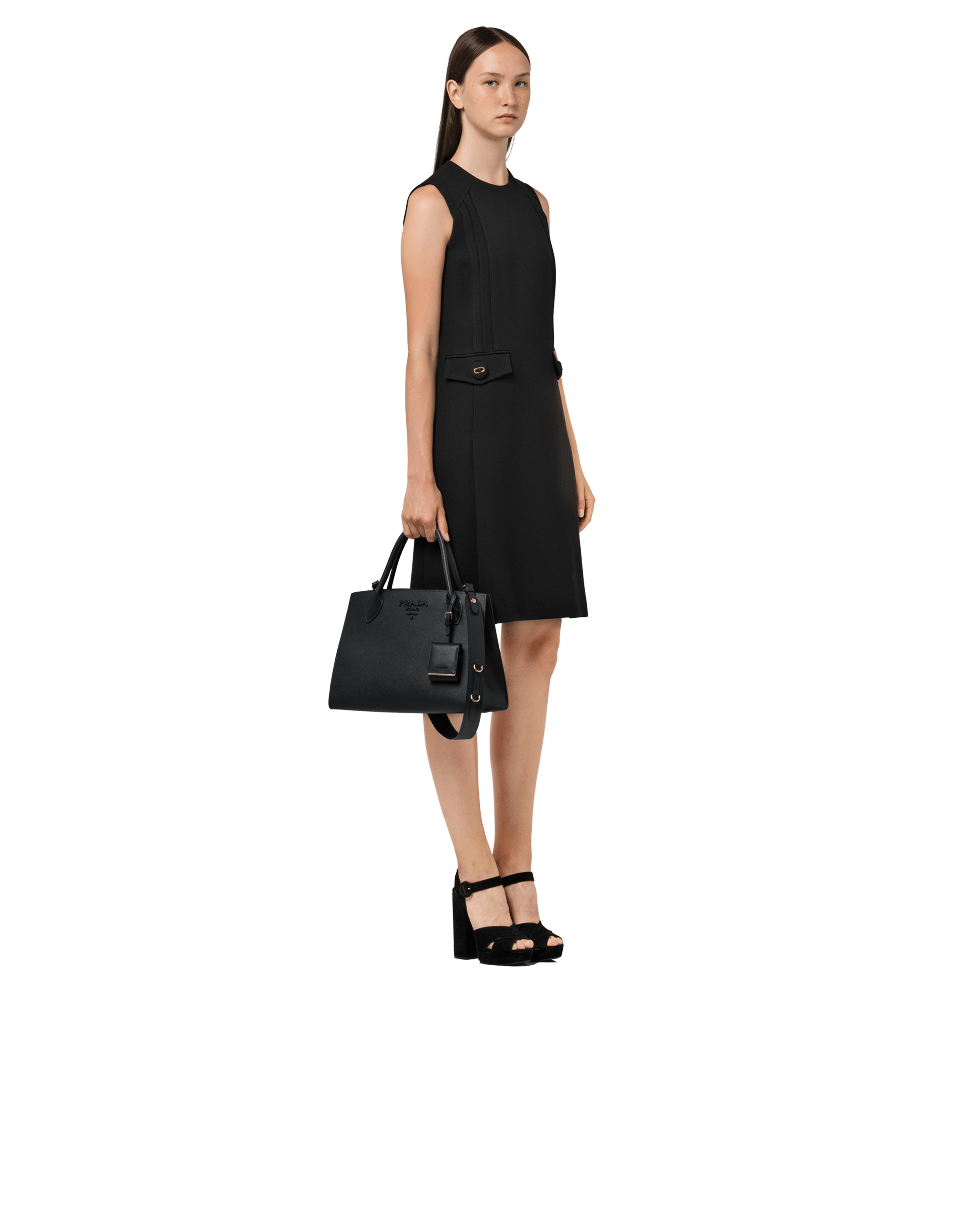 Medium saffiano leather deals prada monochrome bag