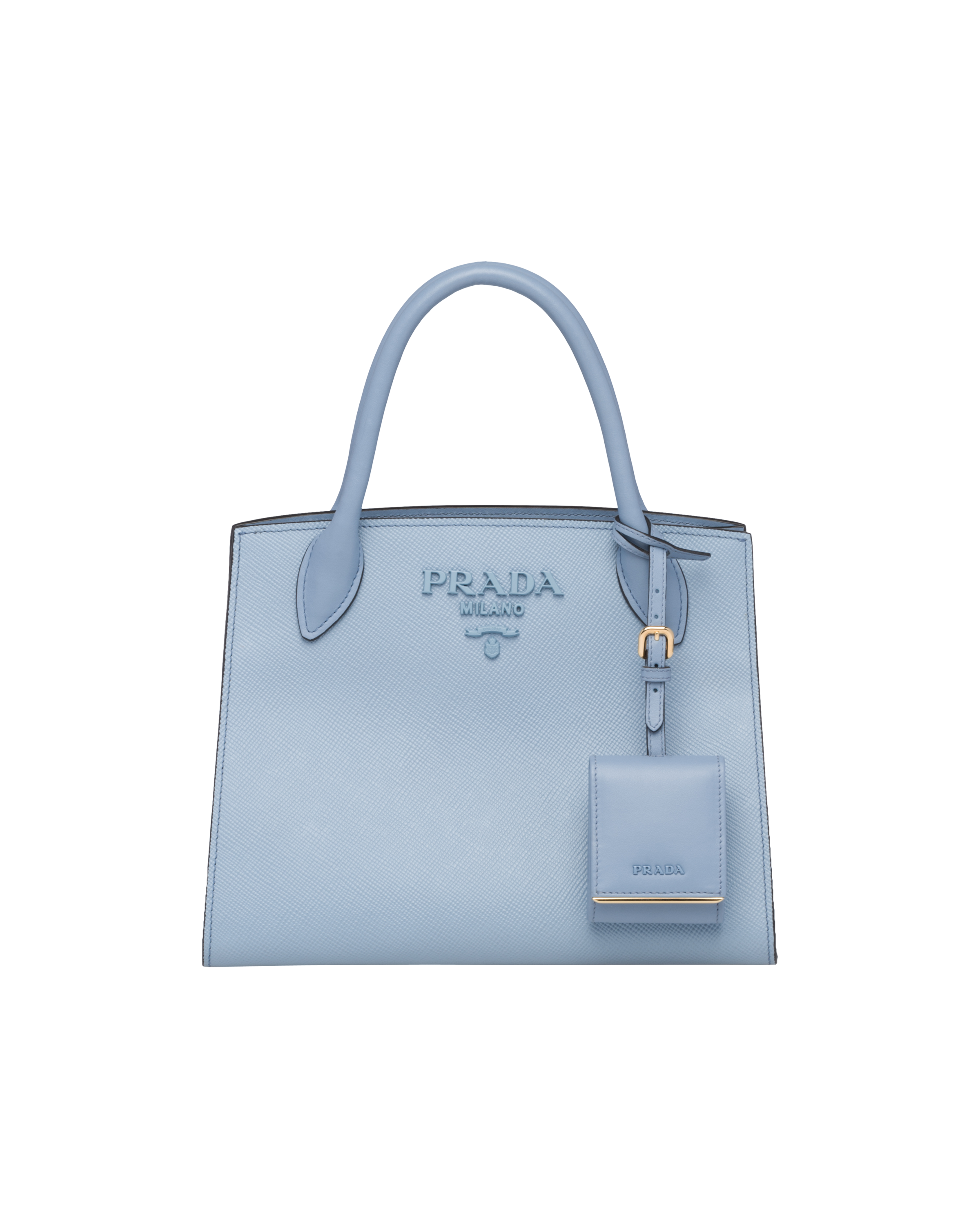 prada blue and white bag