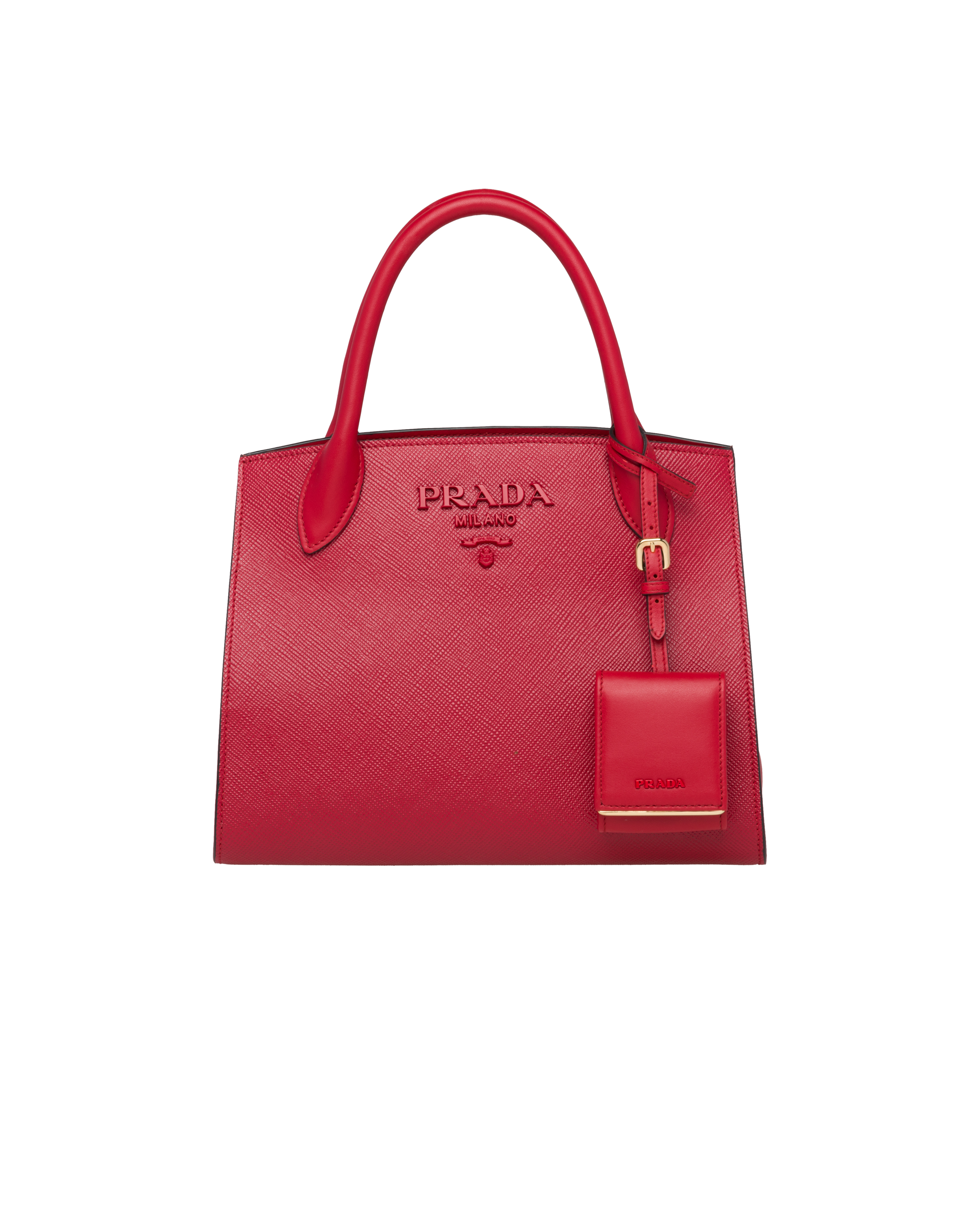 Fiery Red Small Saffiano Leather Prada Monochrome Bag PRADA