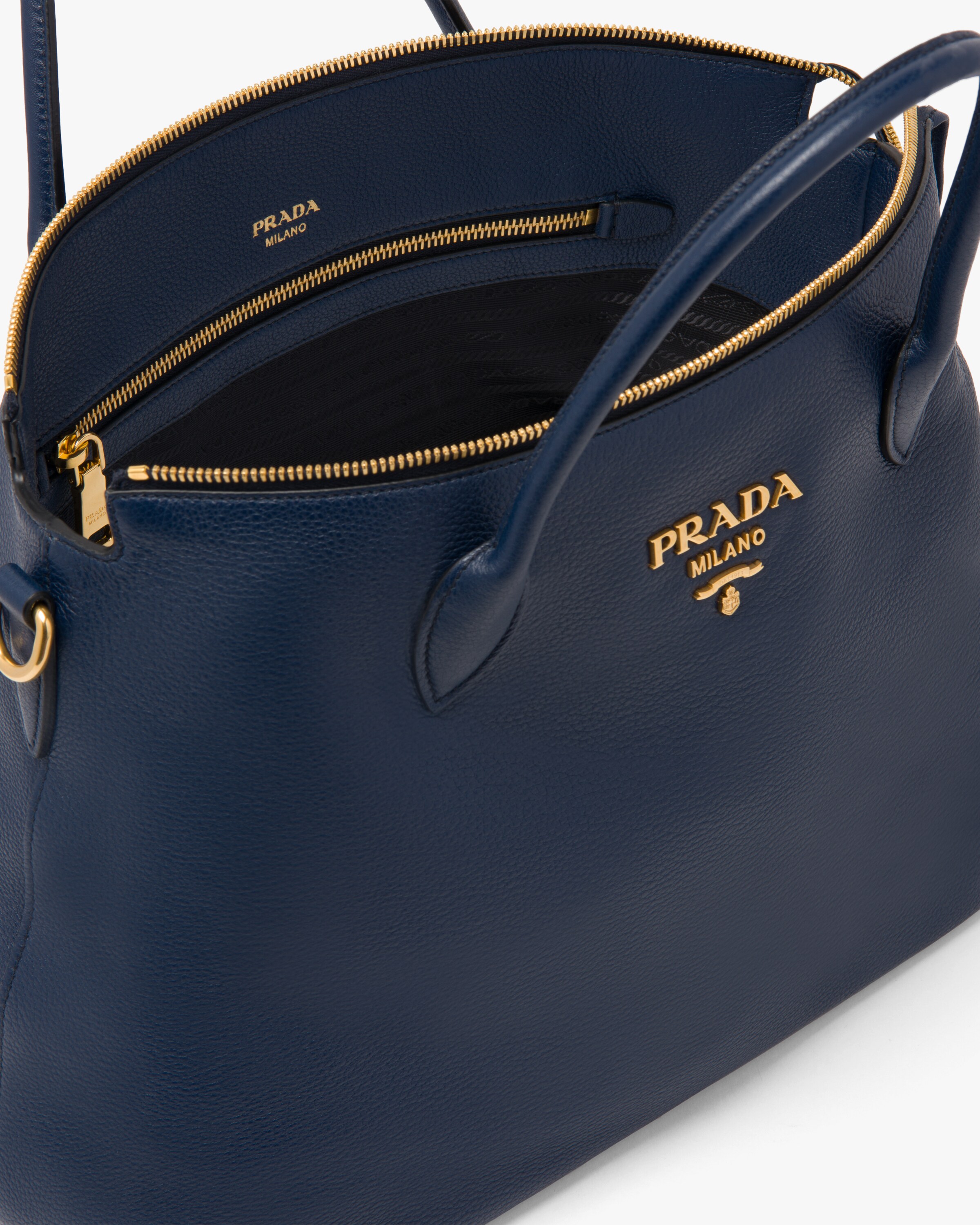 Baltic Blue Leather Handbag Prada