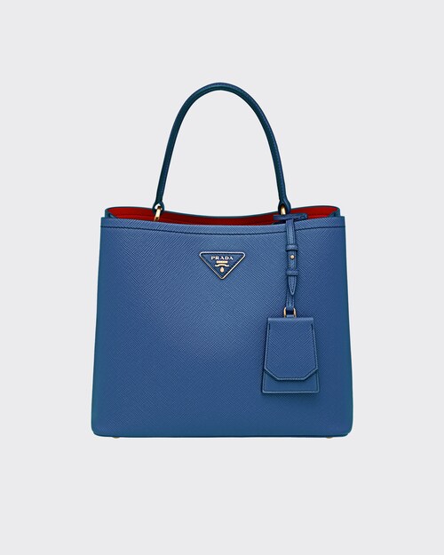 A certain Helmet Ours Bright Blue/fiery Red Prada Panier Saffiano leather bag | Prada