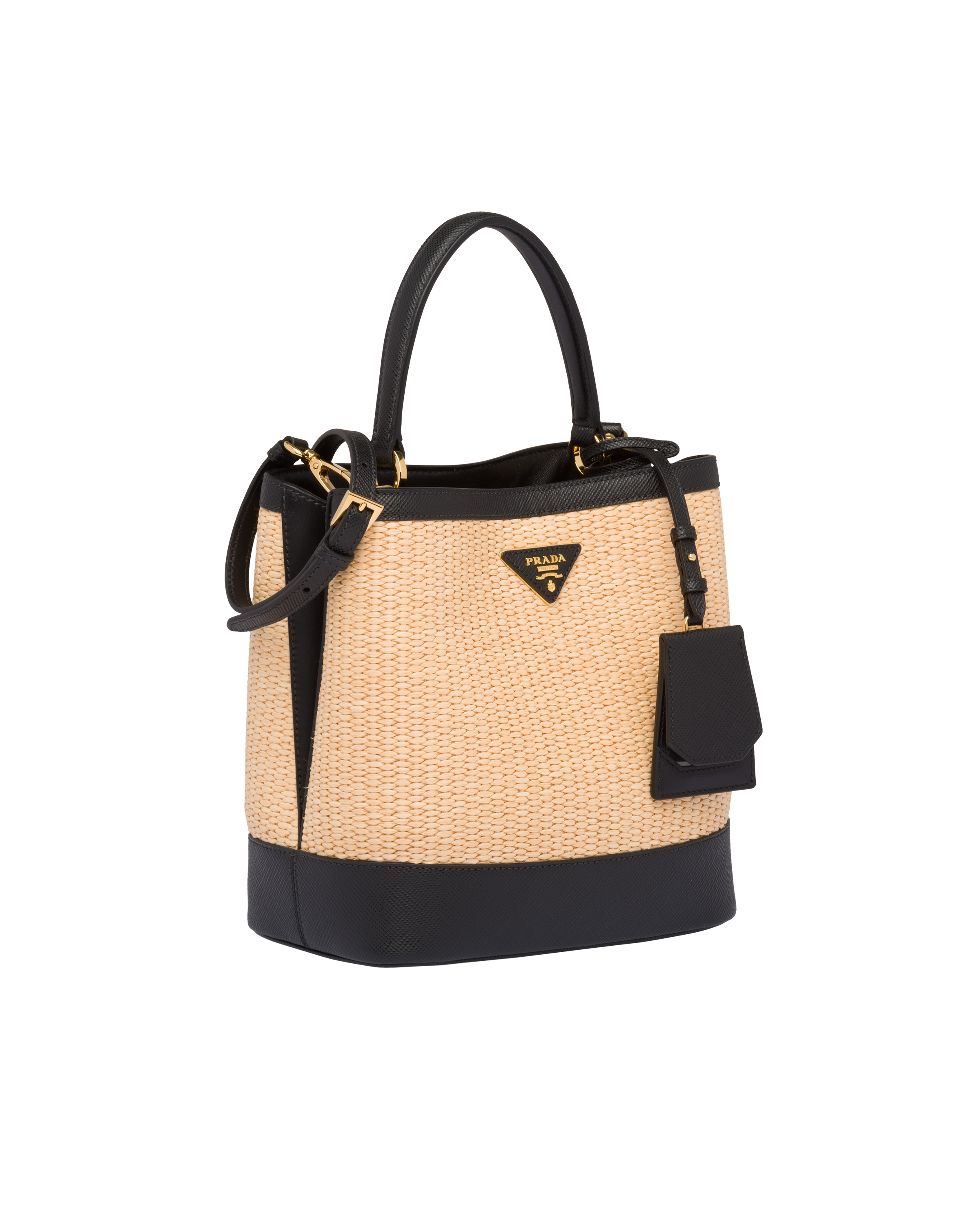 prada panier medium straw bag