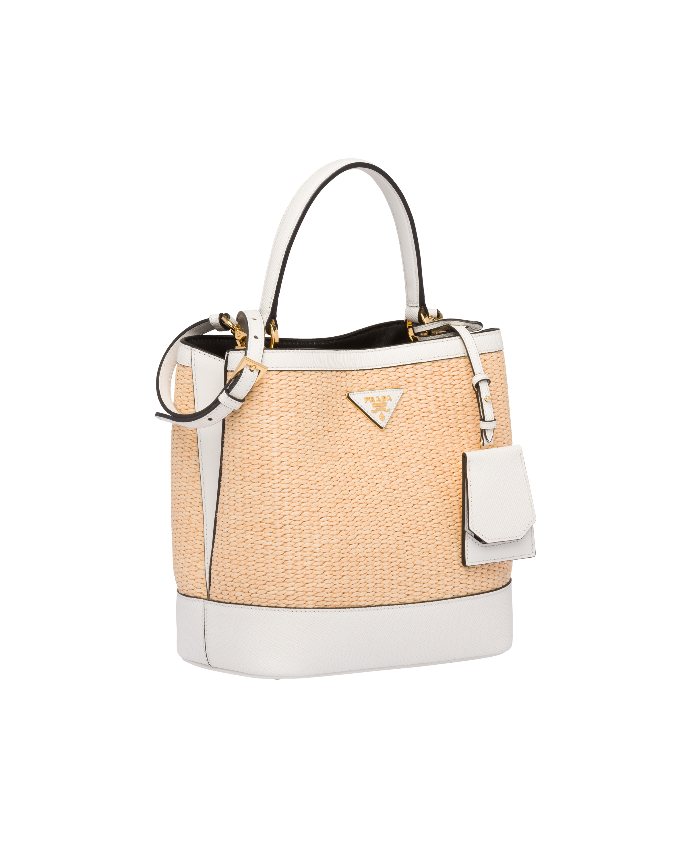 prada panier medium straw bag