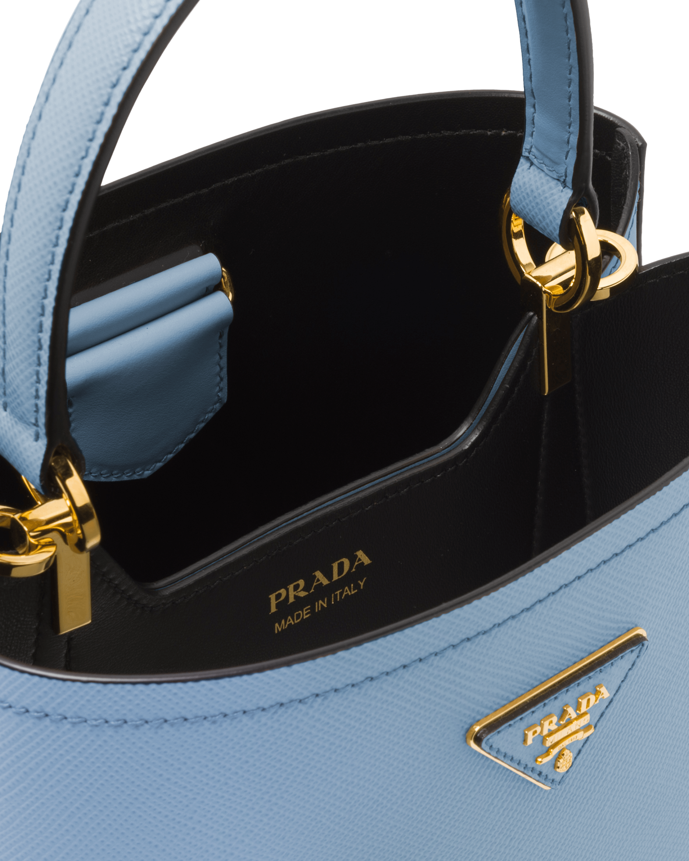 حقيبة Prada Panier من جلد سافيانو  بحجم متوسط