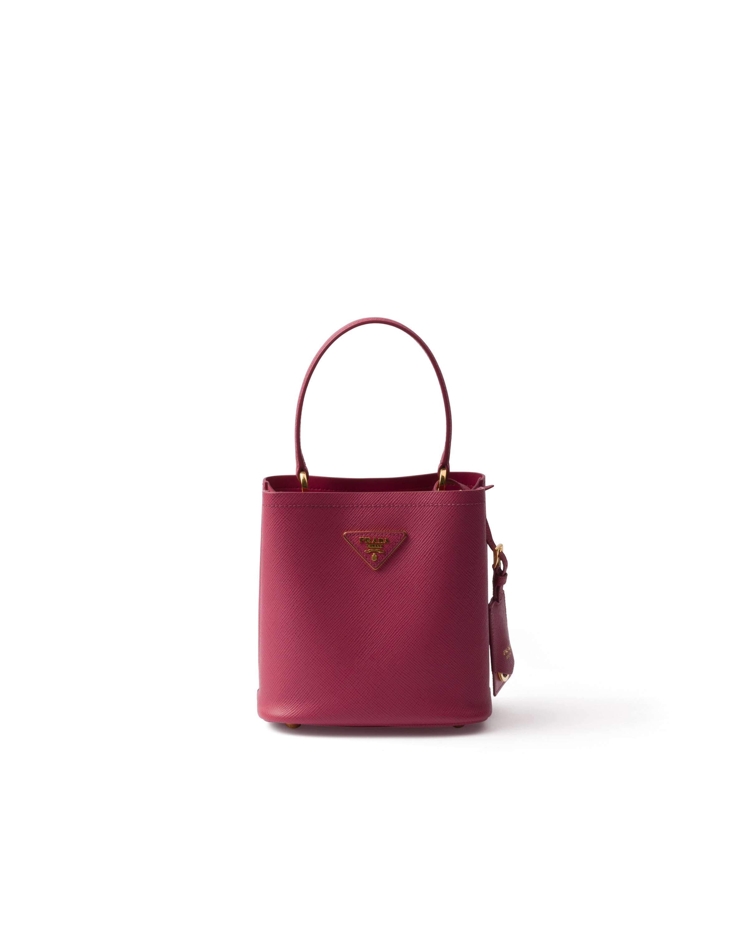 Mini Sac Prada Panier En Cuir Saffiano, Femme, Rose Bruyère