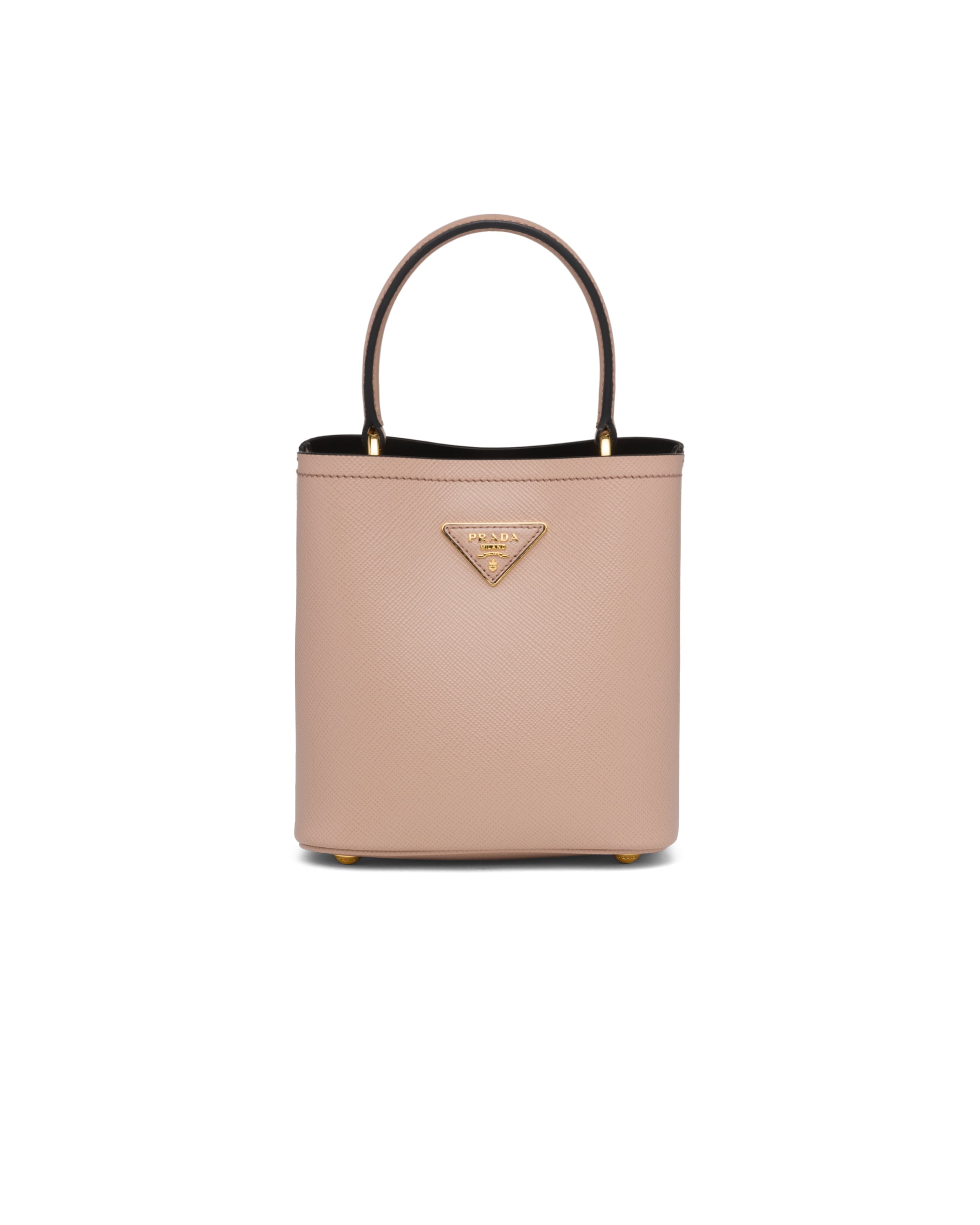 Borsa Prada Panier Small In Saffiano, Donna, Cipria/nero
