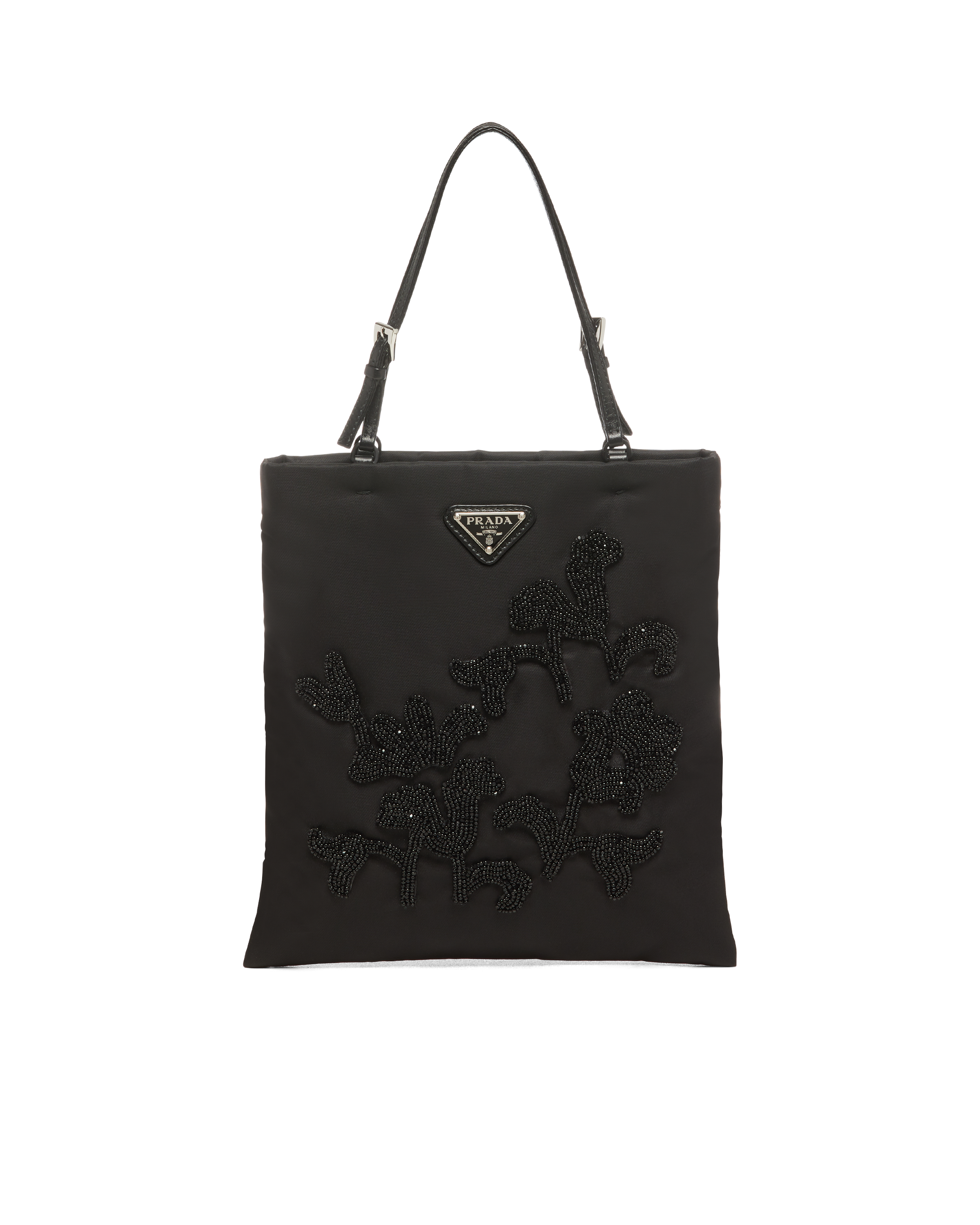 Embroidered nylon handbag Prada