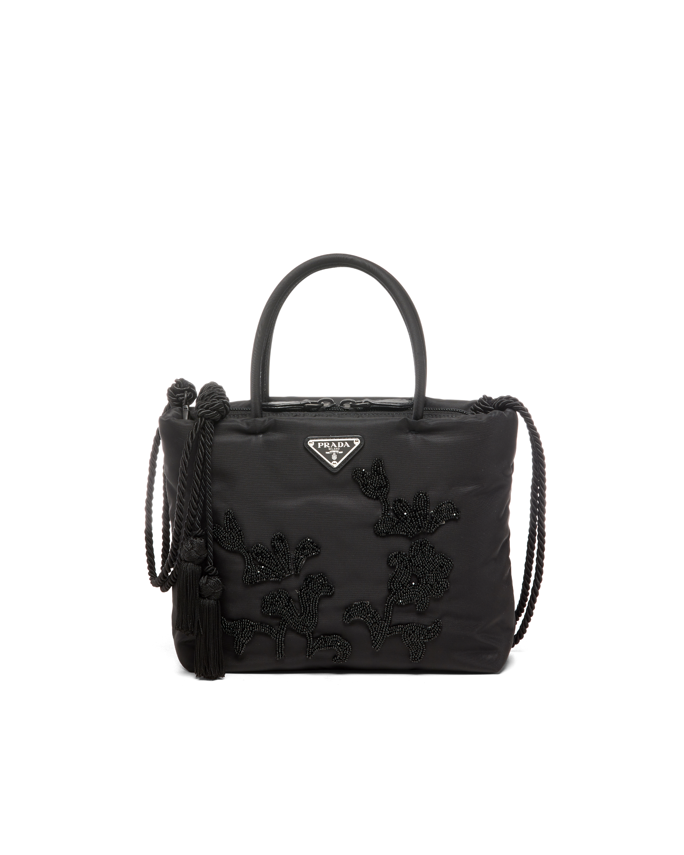 Bolso de nylon bordado Negro | Prada