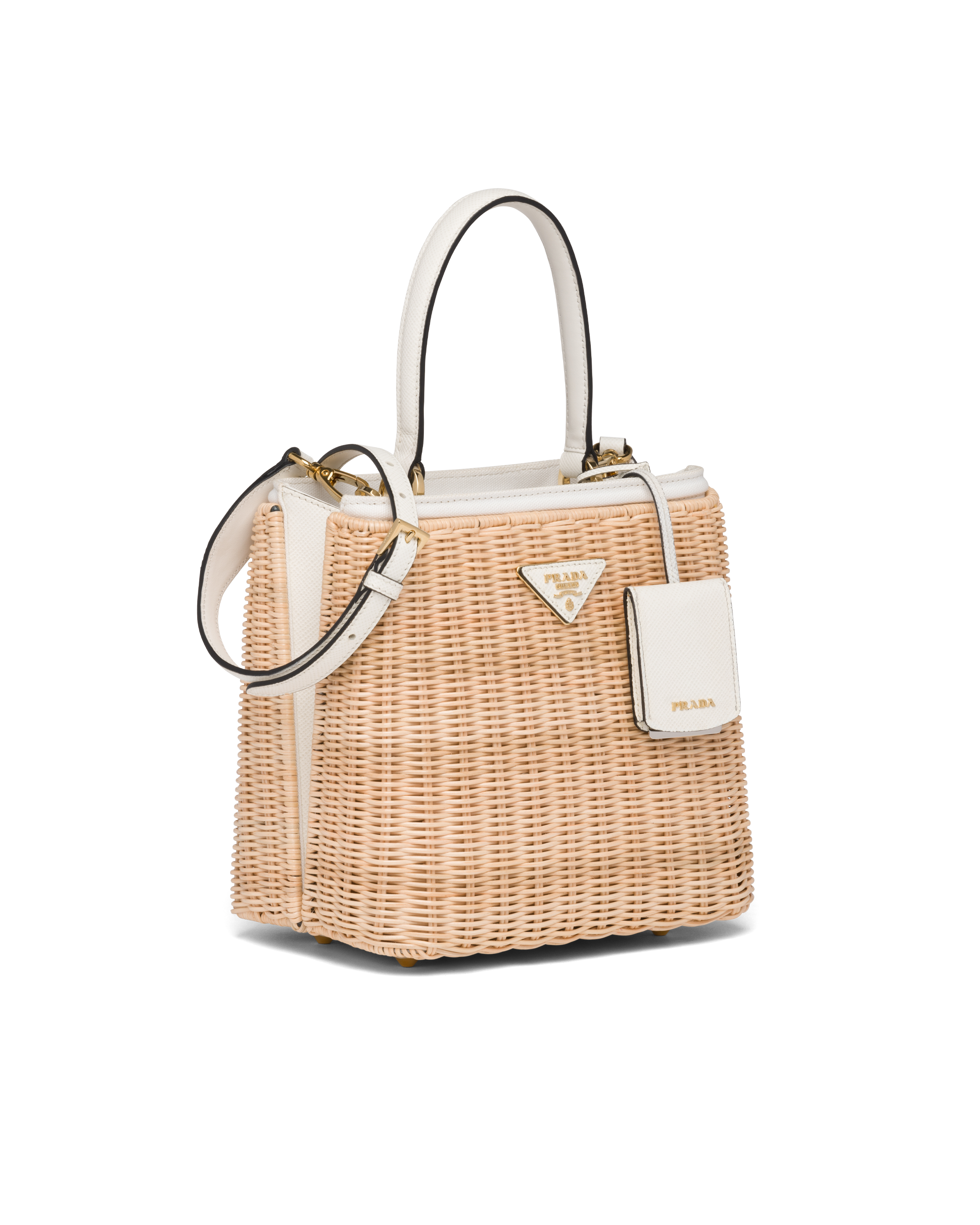 prada wicker and canvas basket bag