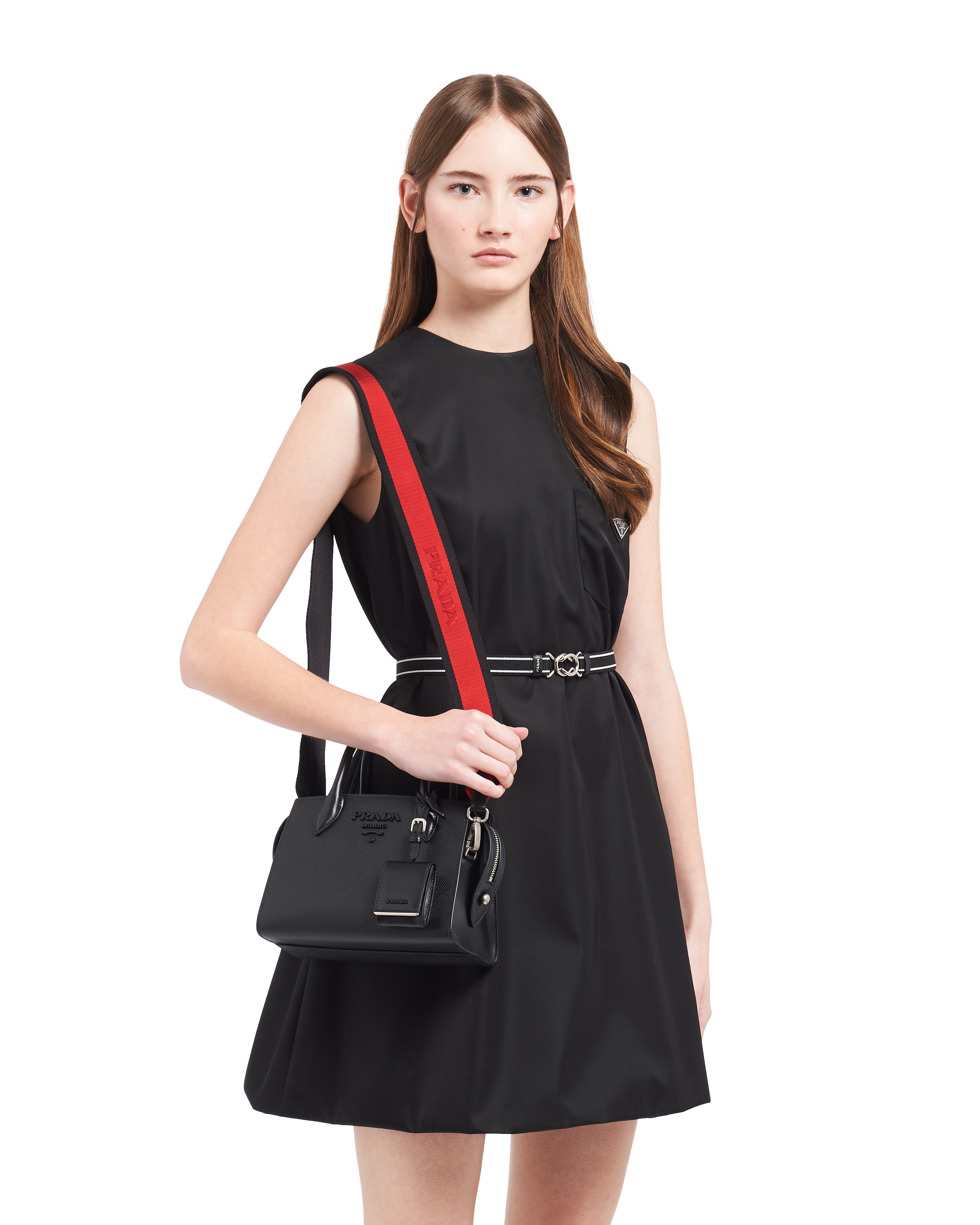 prada monochrome saffiano leather shoulder bag