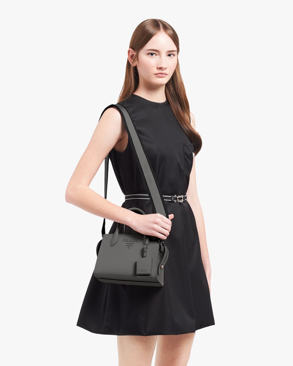 monochrome prada bag