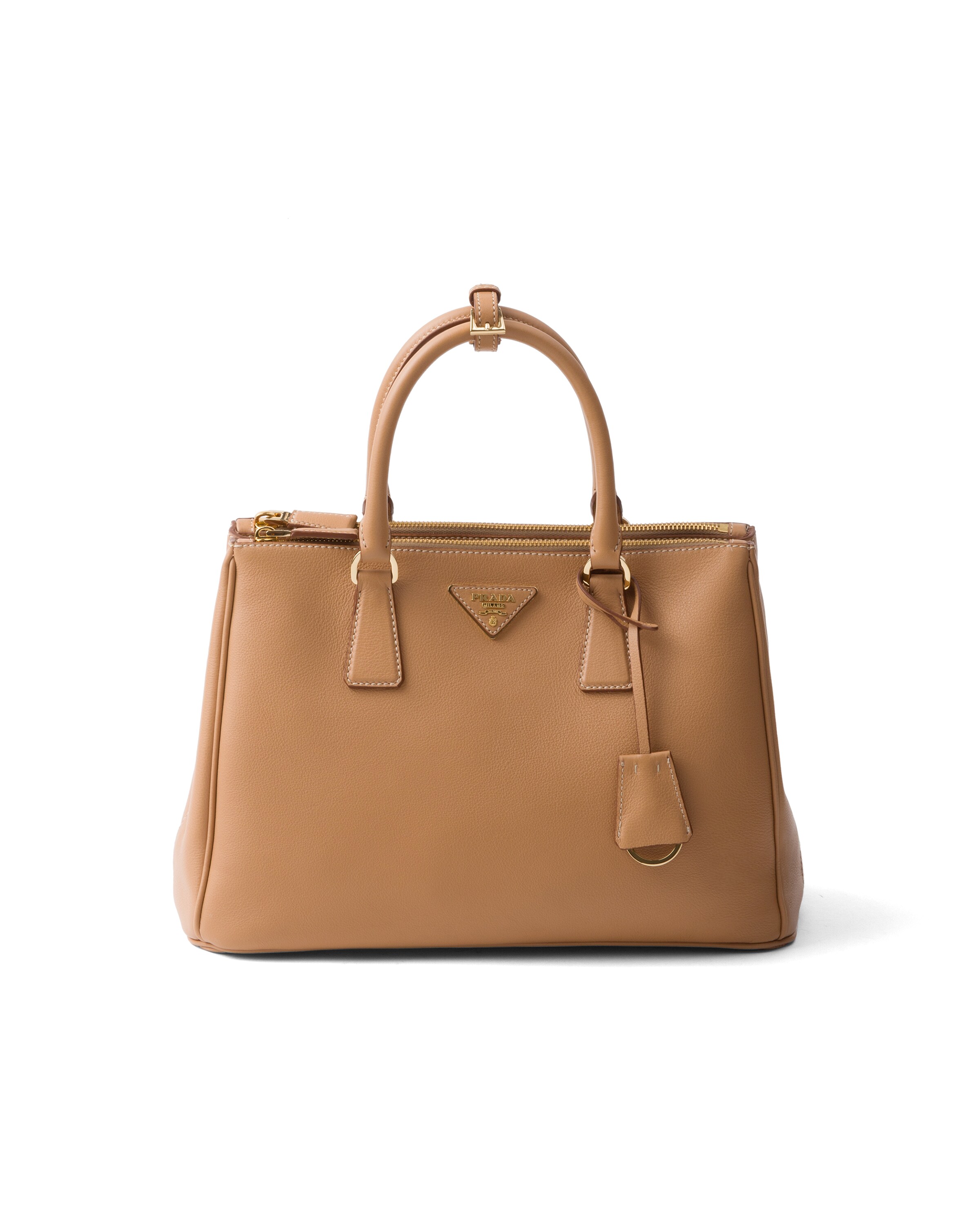 Sac Prada Galleria De Taille Grand En Cuir, Femme, Naturel