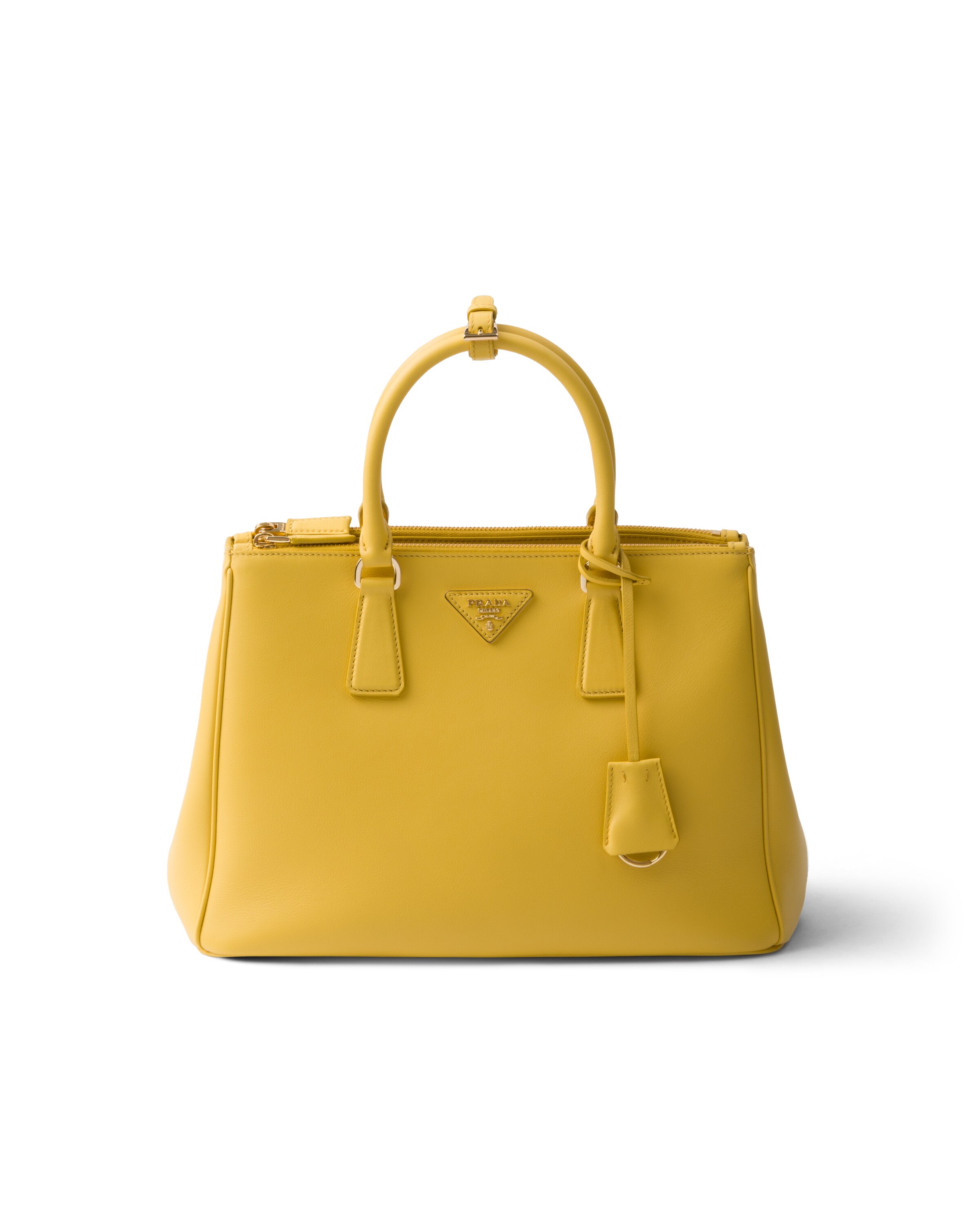Sac Prada Galleria De Taille Grand En Cuir, Femme, Jaune Ensoleillé