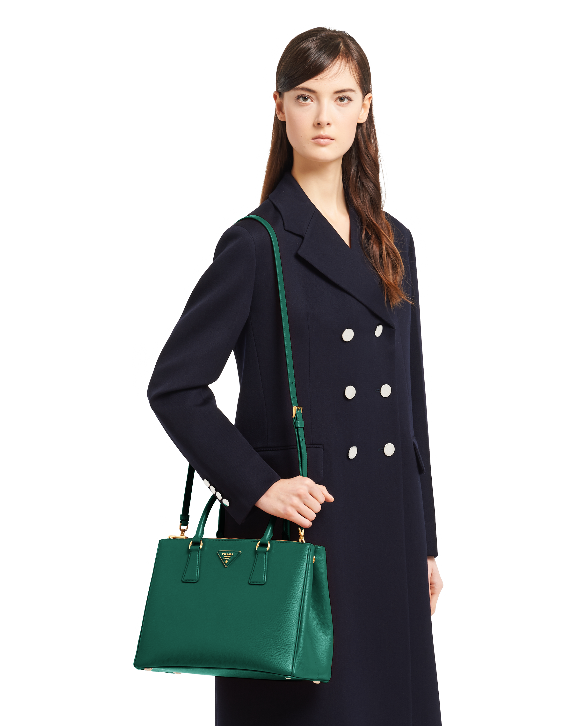 Billiard Green Large Prada Galleria Saffiano Leather Bag PRADA